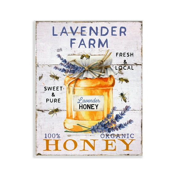 Stupell Industries Lavender Honey Farmhouse Insects Painting Unframed Art Print Wall Art, 11 x 14