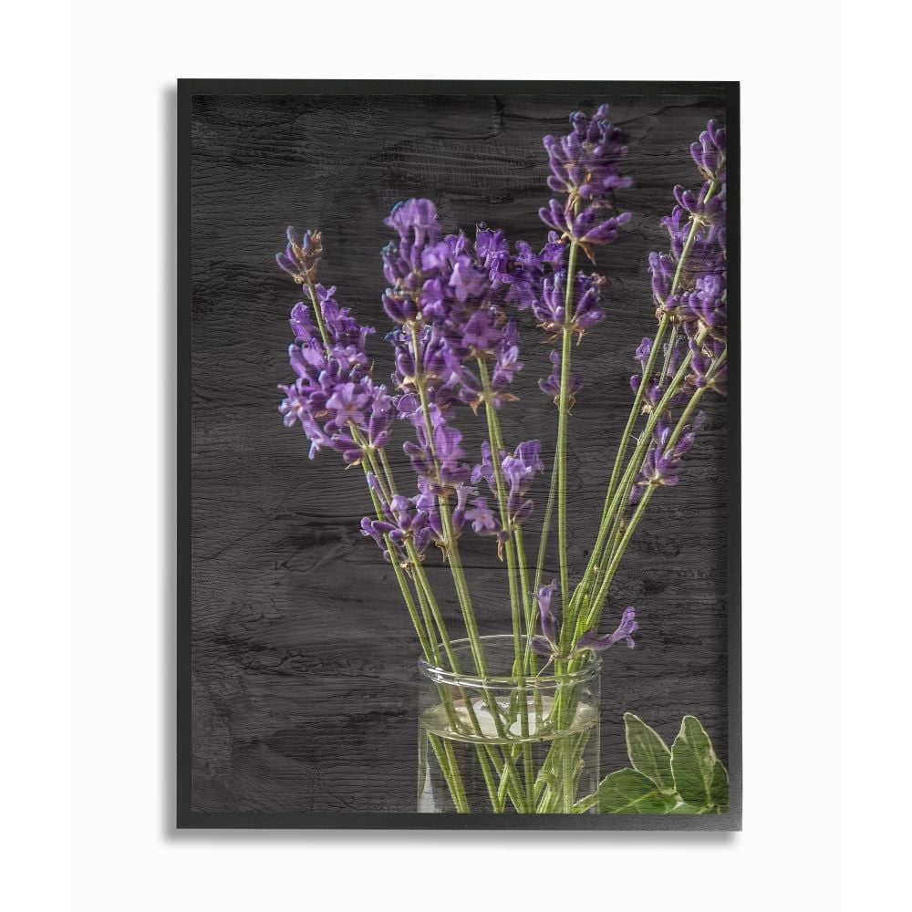 Stupell Industries Lavender Jar Purple Green Wood Texture Design Graphic Art Black Framed Art Print Wall Art, 24x30, by Kim Allen