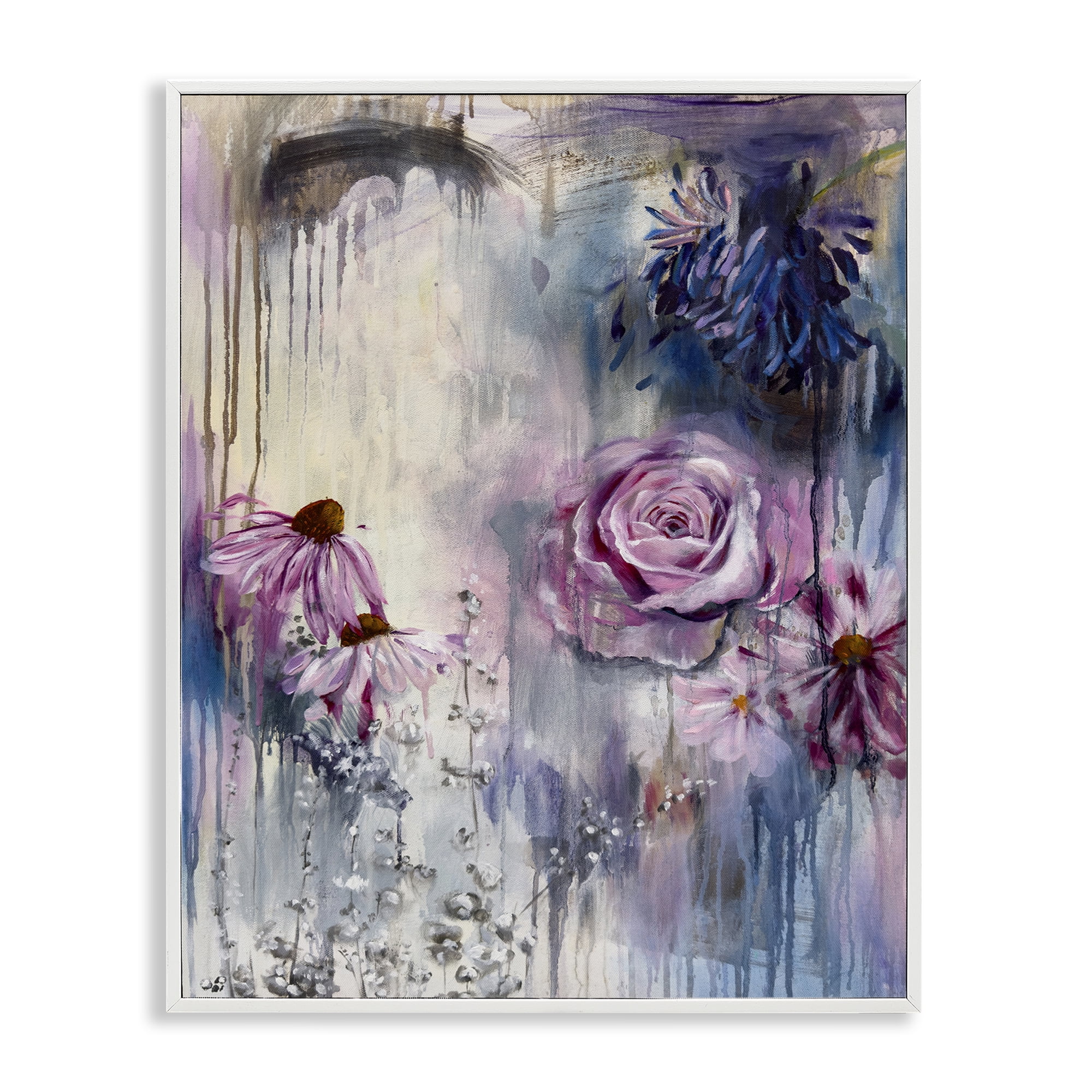 Stupell Industries Lavender Light Blossoms Abstract Painting White Framed Art Print Wall Art, 16 x 20