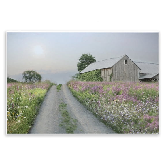 Stupell Industries Lavender Lined Country Road Country Charm Painting Unframed Art Print Wall Art, 15 x 10