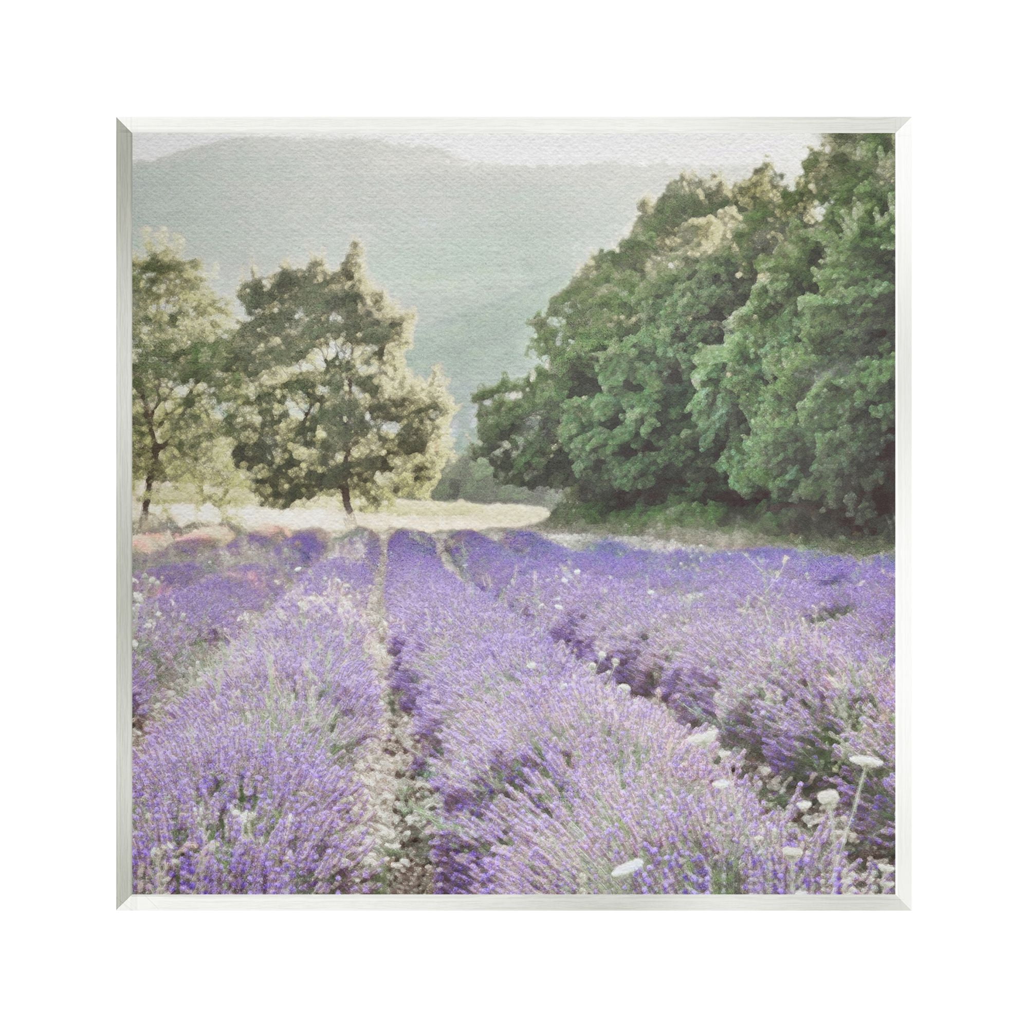 Stupell Industries Lavender Meadow Fields Nature Painting Unframed Art Print Wall Art, 12 x 12