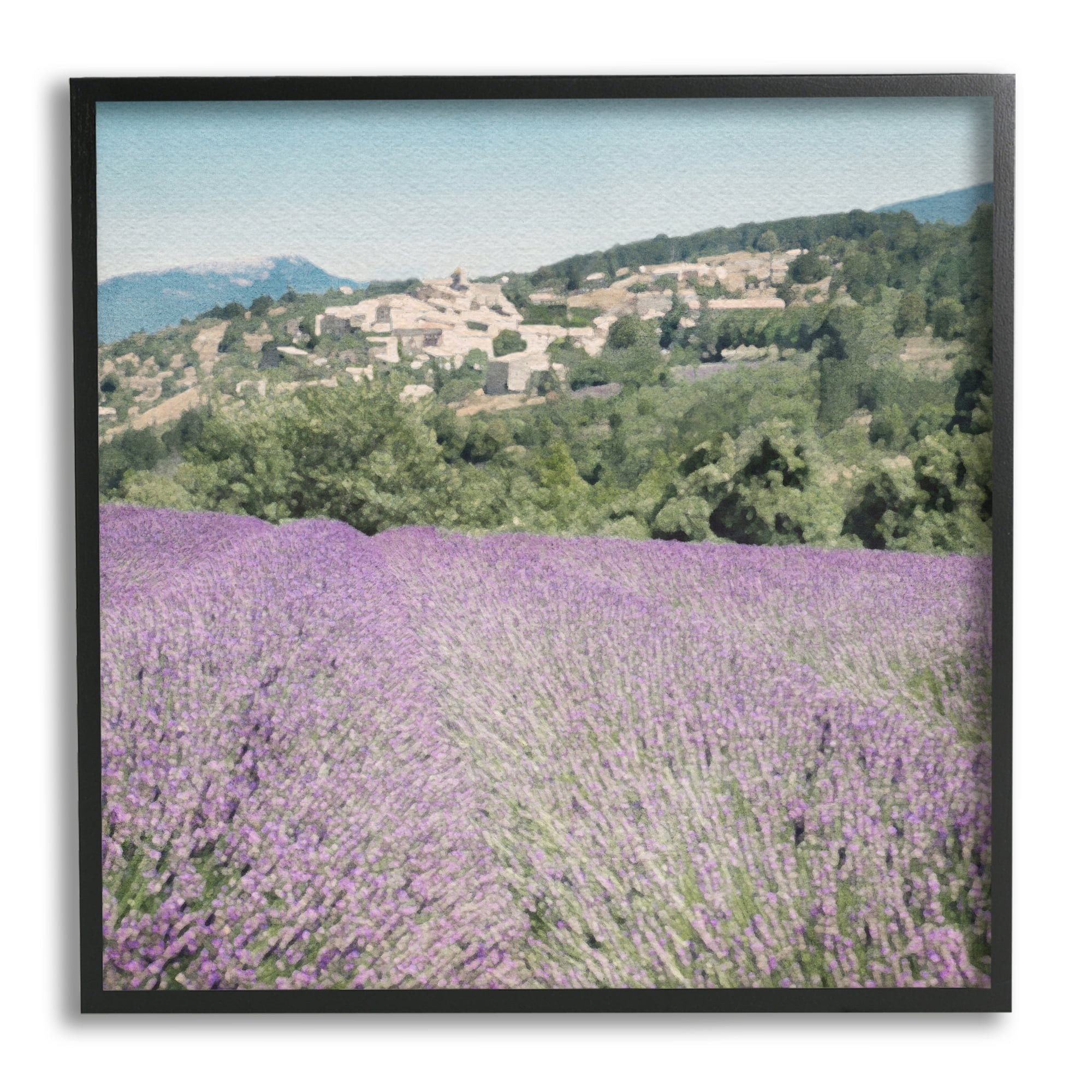 Stupell Industries Lavender Meadow Landscape Nature Painting Black Framed Art Print Wall Art, 24 x 24