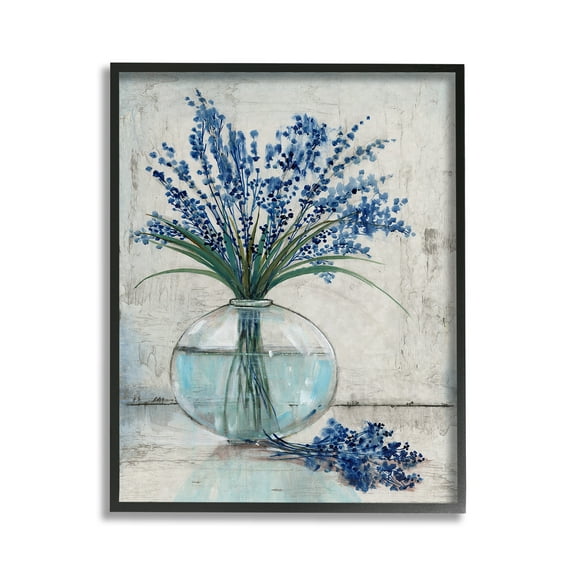 Stupell Industries Lavender Sprigs in Vase Botanical & Floral Painting Black Framed Art Print Wall Art, 11 x 14