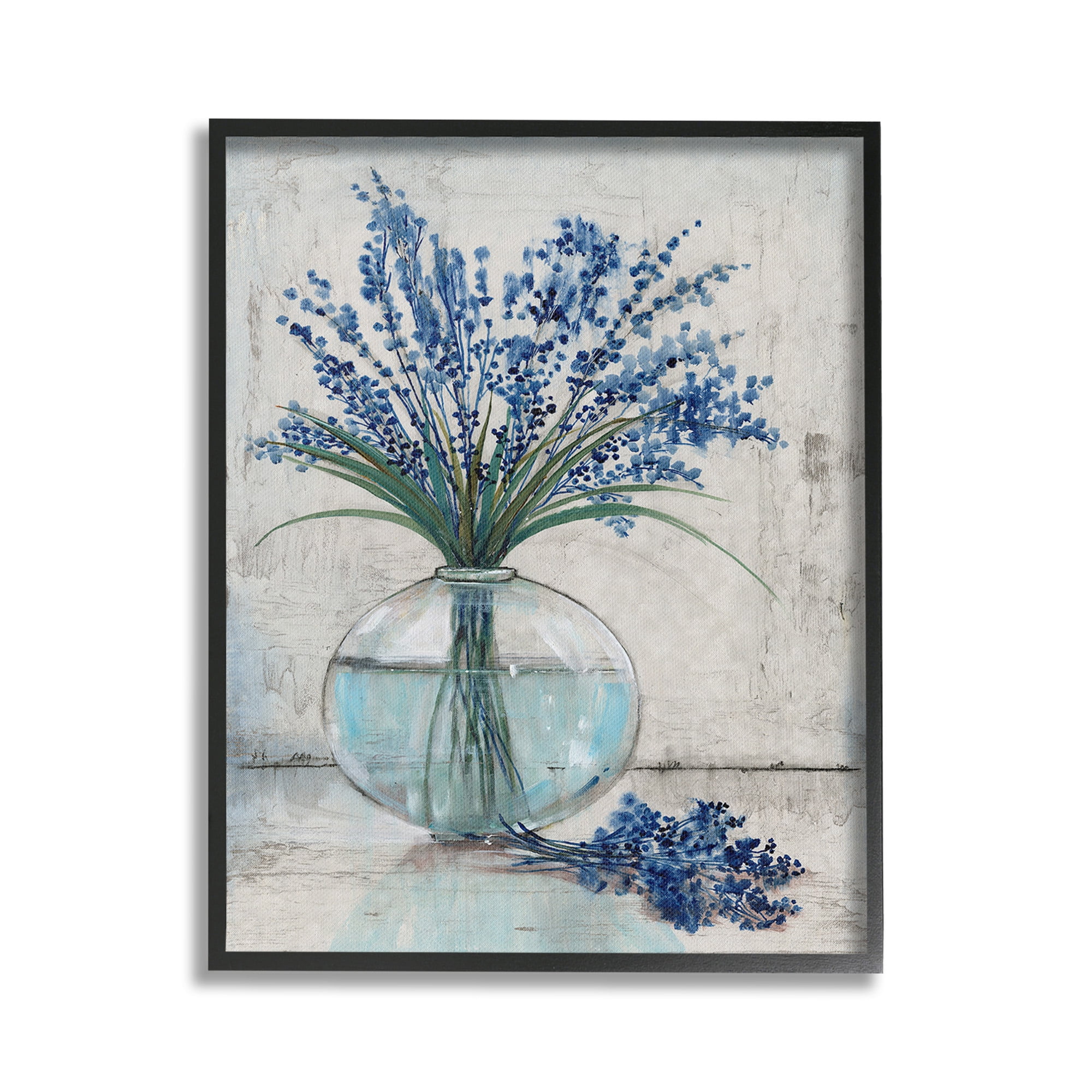 Stupell Industries Lavender Sprigs in Vase Botanical & Floral Painting Black Framed Art Print Wall Art, 16 x 20
