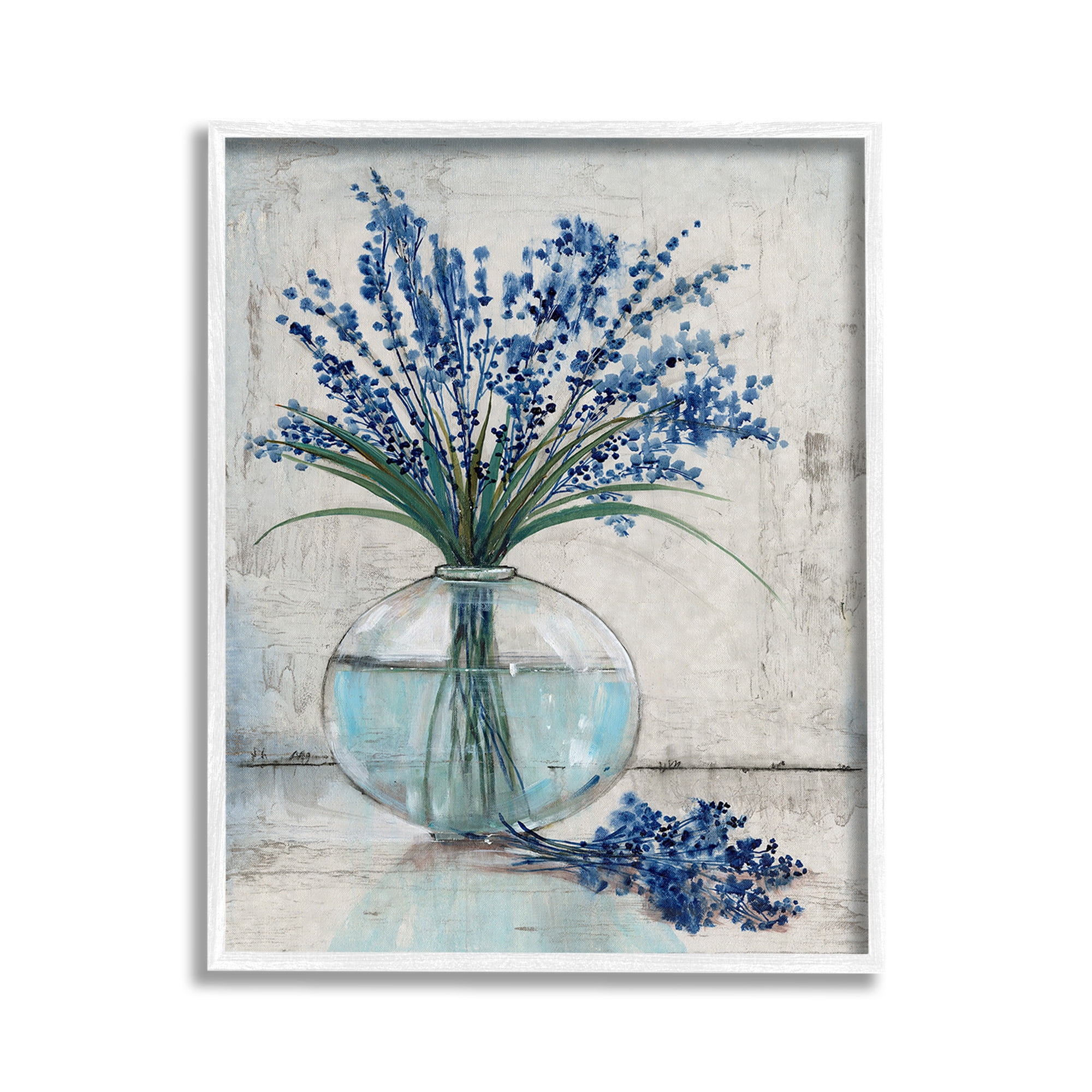 Stupell Industries Lavender Sprigs in Vase Botanical & Floral Painting White Framed Art Print Wall Art, 11 x 14