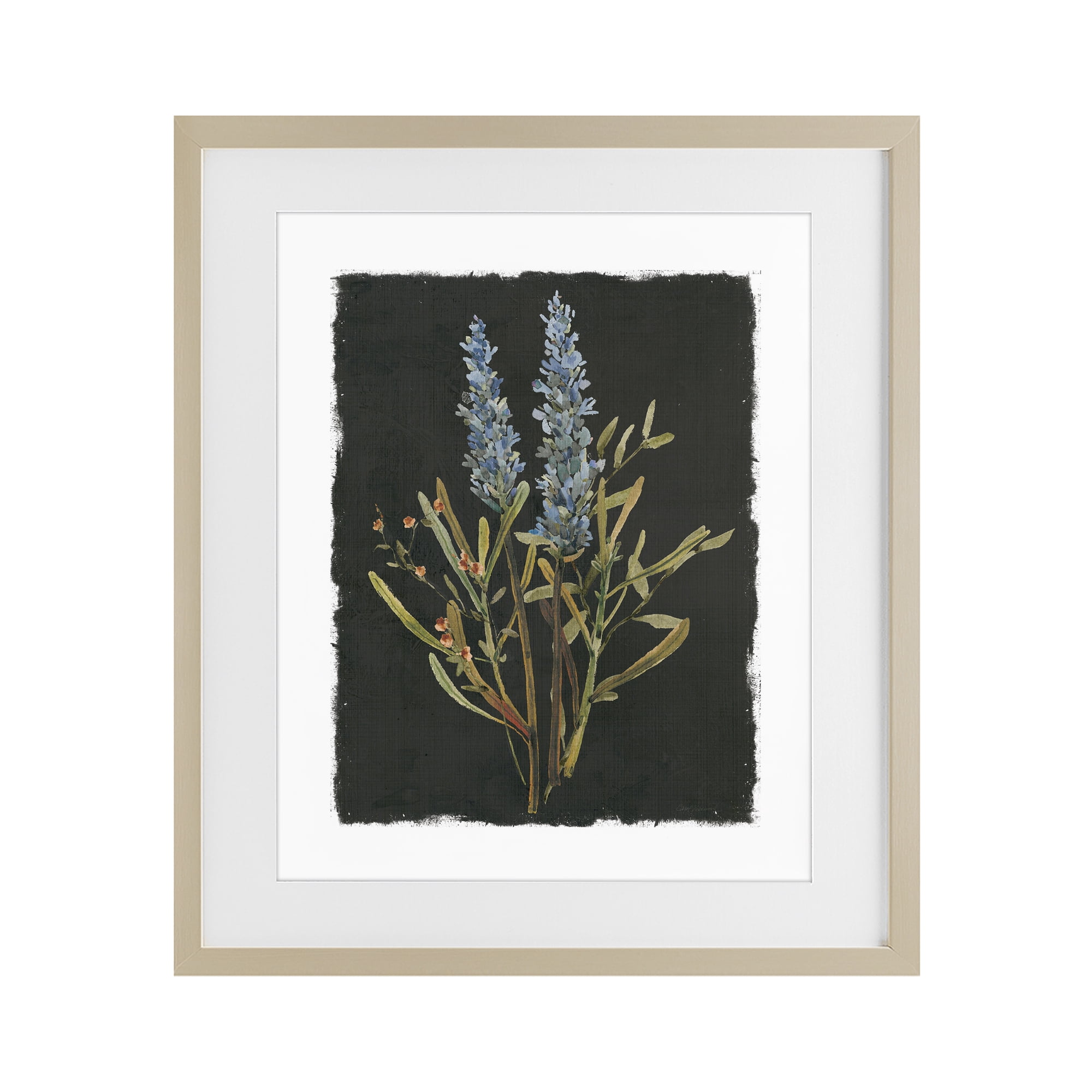 Stupell Industries Lavender Sprigs on Dark Background Birch Framed Print Under Glass, design by Carol Robinson