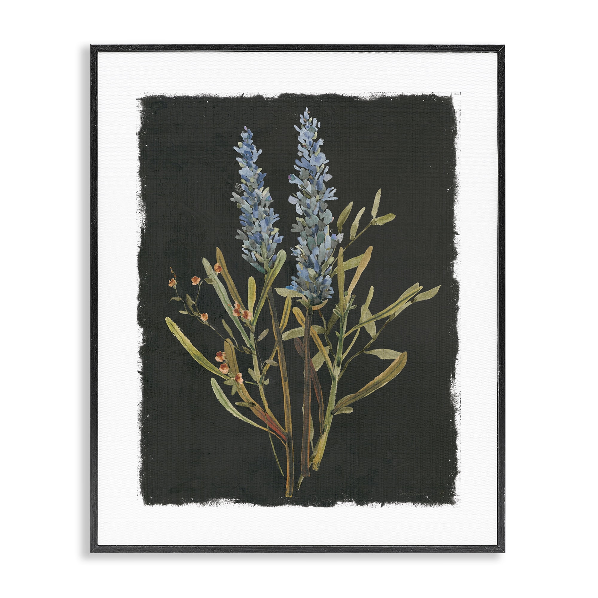 Stupell Industries Lavender Sprigs on Dark Background Black Framed Giclee Art, design by Carol Robinson