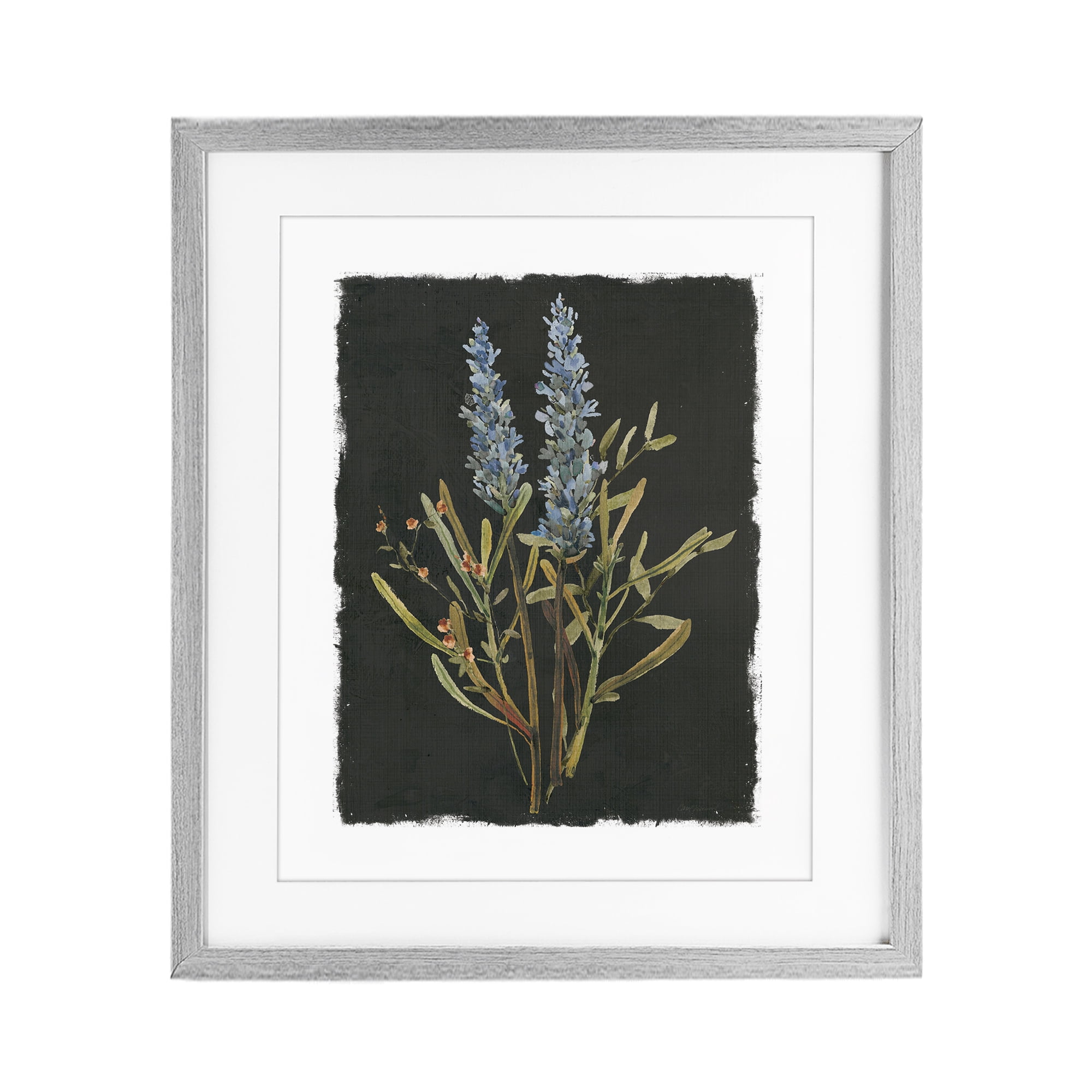 Stupell Industries Lavender Sprigs on Dark Background Gray Framed Print Under Glass, design by Carol Robinson