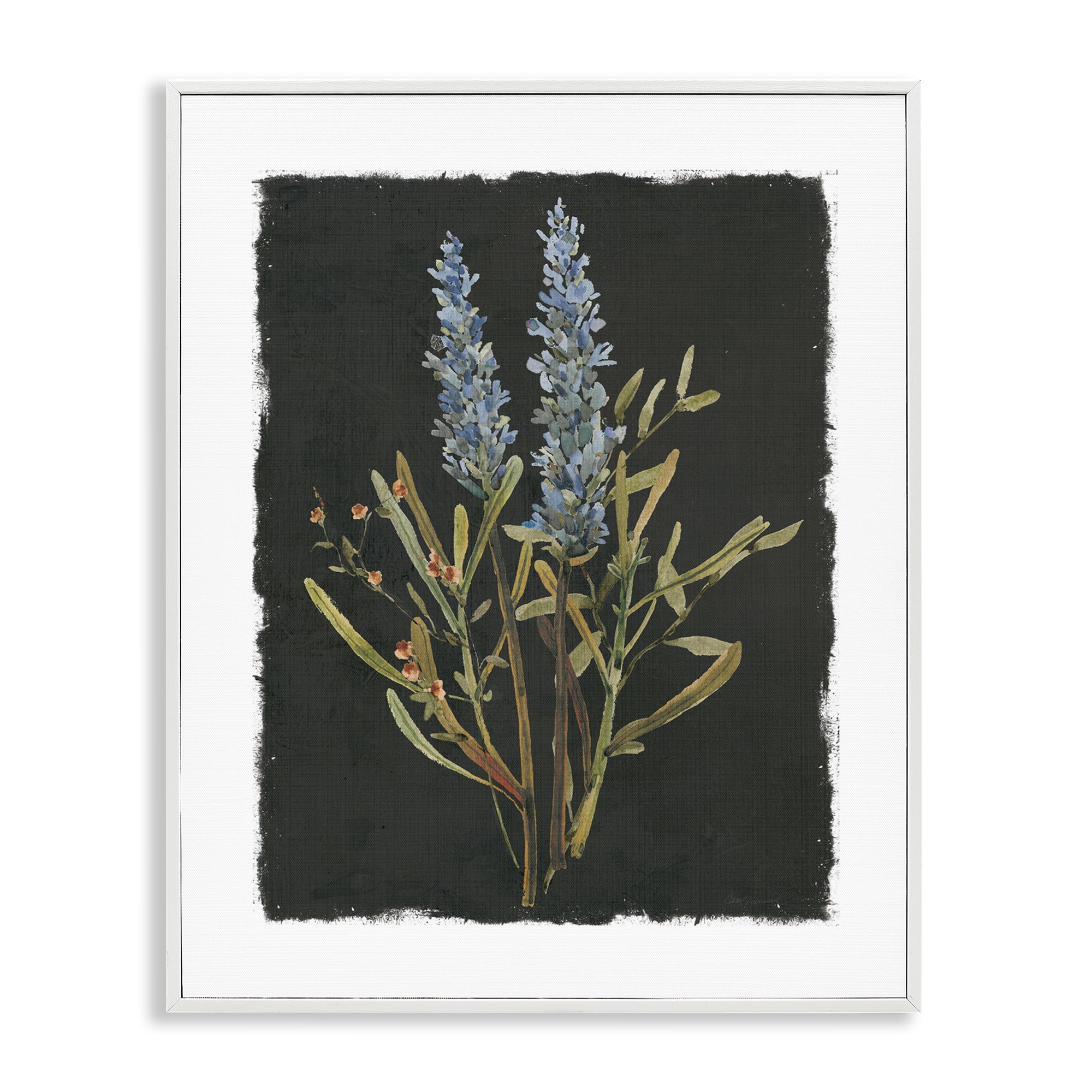 Stupell Industries Lavender Sprigs on Dark Background White Framed Giclee Art, design by Carol Robinson