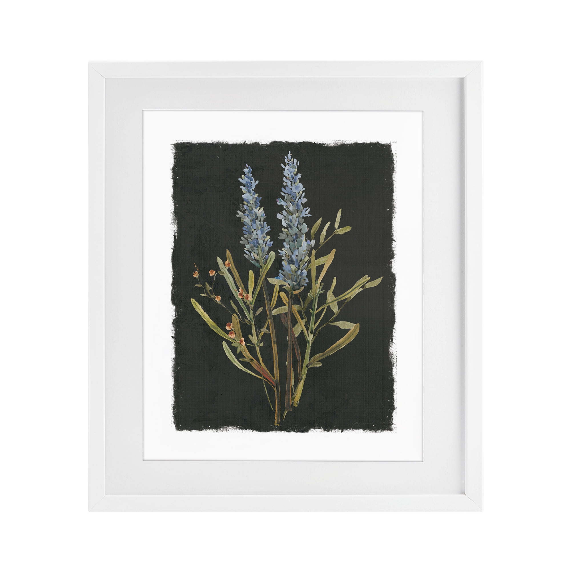 Stupell Industries Lavender Sprigs on Dark Background White Framed Print Under Glass, design by Carol Robinson