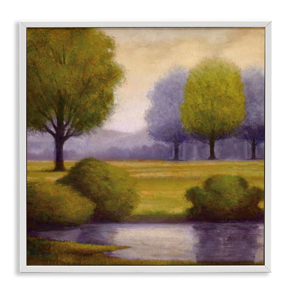 Stupell Industries Lavender Sunrise Countryside Landscape & Nature Painting White Framed Art Print Wall Art, 17 x 17