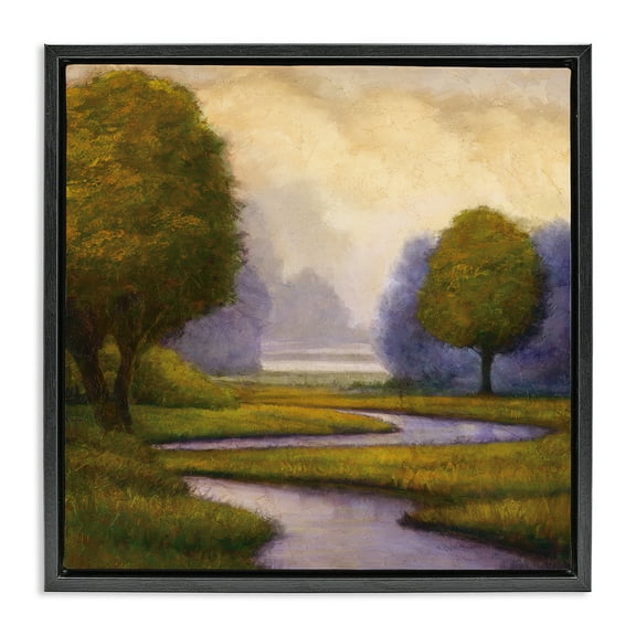 Stupell Industries Lavender Sunrise Landscape Landscape & Nature Painting Black Floater Framed Canvas Art Print Wall Art, 18 x 18
