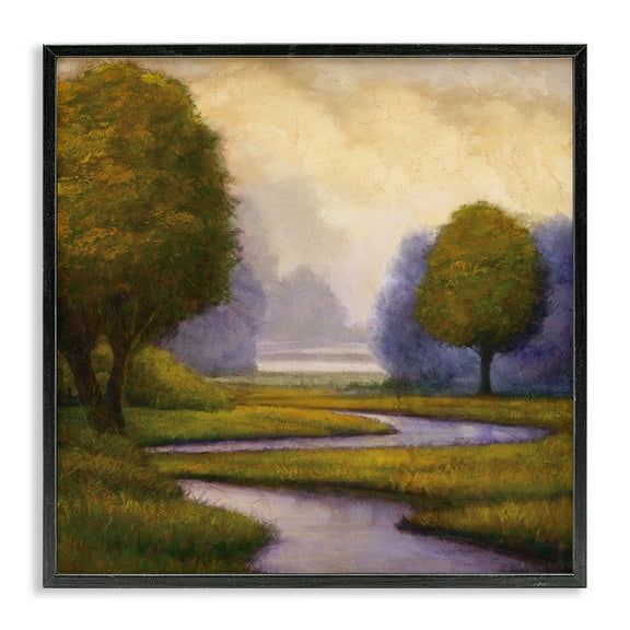 Stupell Industries Lavender Sunrise Landscape Landscape & Nature Painting Black Framed Art Print Wall Art, 12 x 12