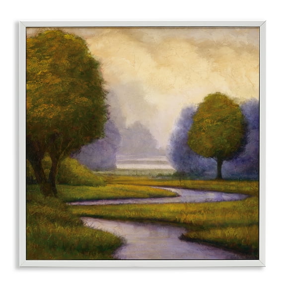 Stupell Industries Lavender Sunrise Landscape Landscape & Nature Painting White Framed Art Print Wall Art, 24 x 24