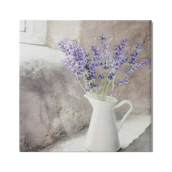 Stupell Industries Lavender Vase in Window Botanical & Floral Painting Gallery Wrapped Canvas Print Wall Art, 36 x 36