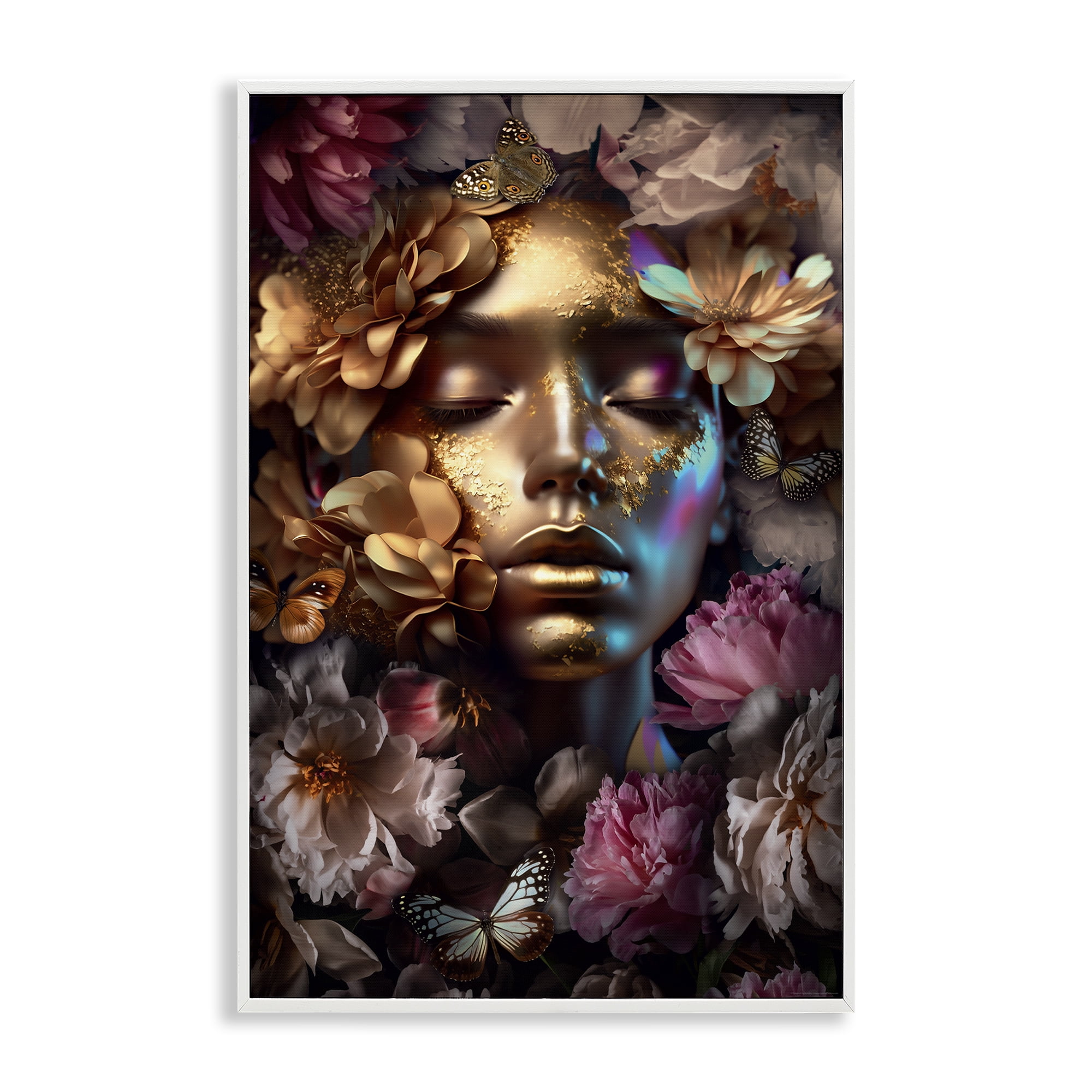Stupell Industries Lavish Floral Face Plants & Flowers Painting White Framed Art Print Wall Art, 20 x 30
