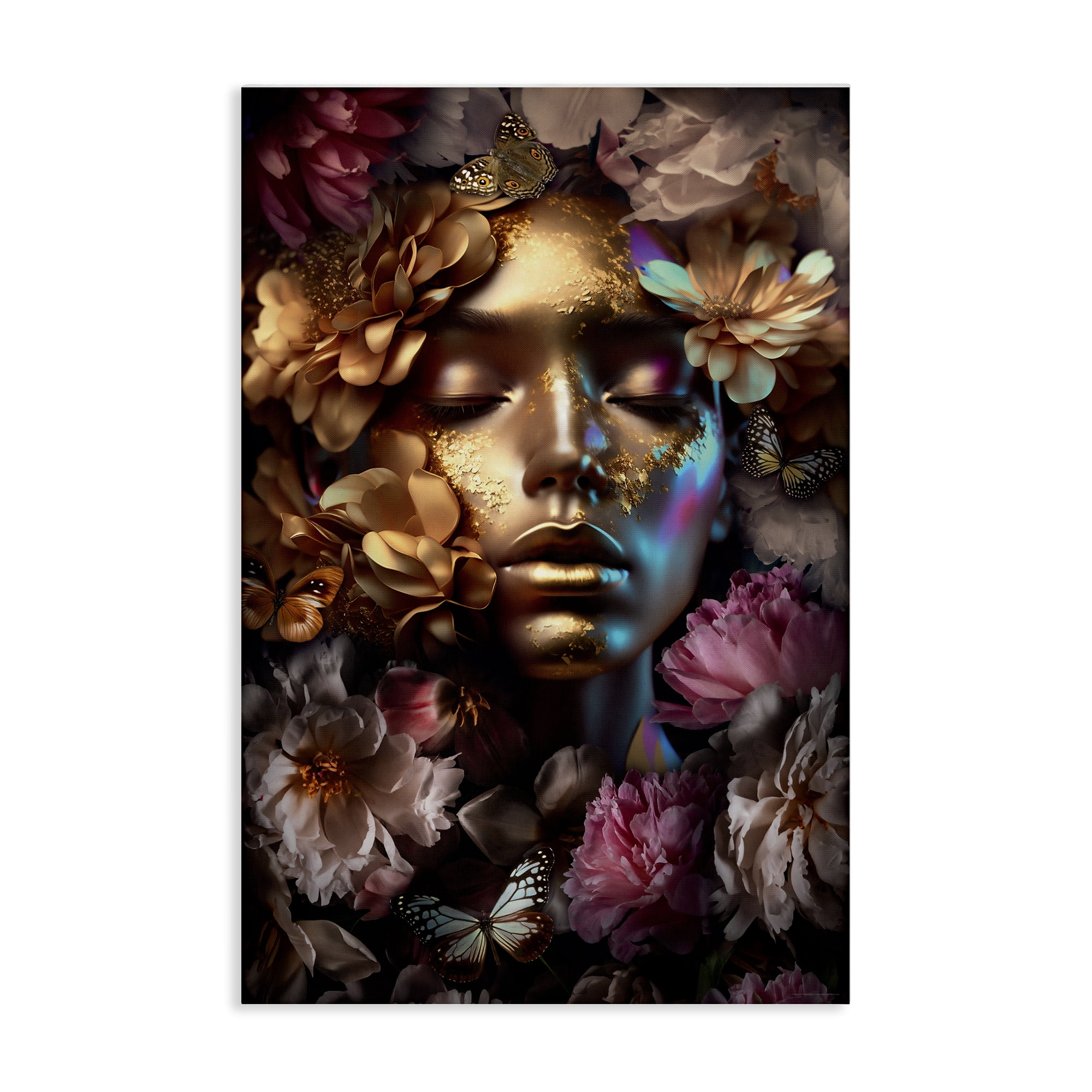 Stupell Industries Lavish Floral Face Plants & Flowers Painting Wrapped Canvas Art Print Wall Art, 30 x 45