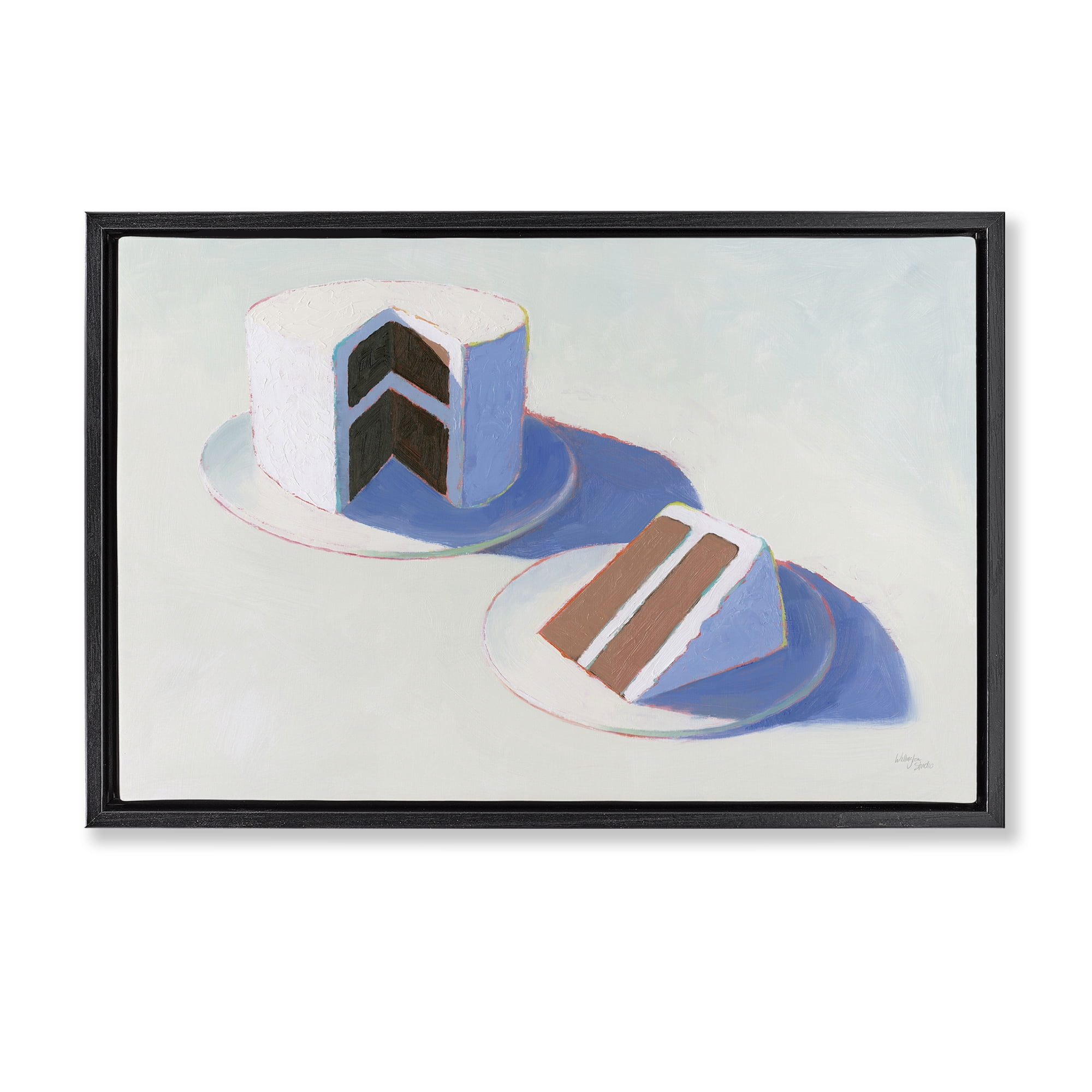 Stupell Industries Layer Cake Dessert Food & Beverage Painting Black Floater Framed Canvas Art Print Wall Art, 25 x 17