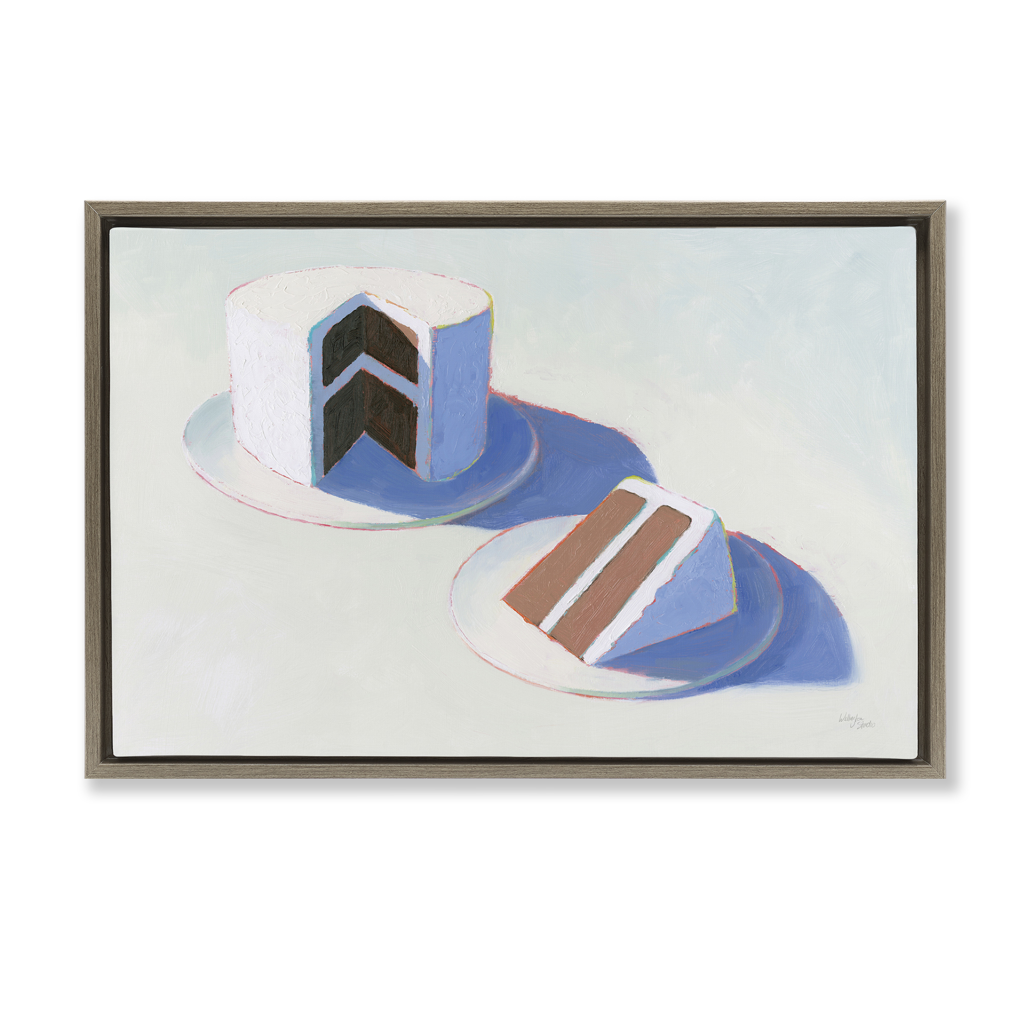 Stupell Industries Layer Cake Dessert Food & Beverage Painting Brown Floater Framed Canvas Art Print Wall Art, 25 x 17