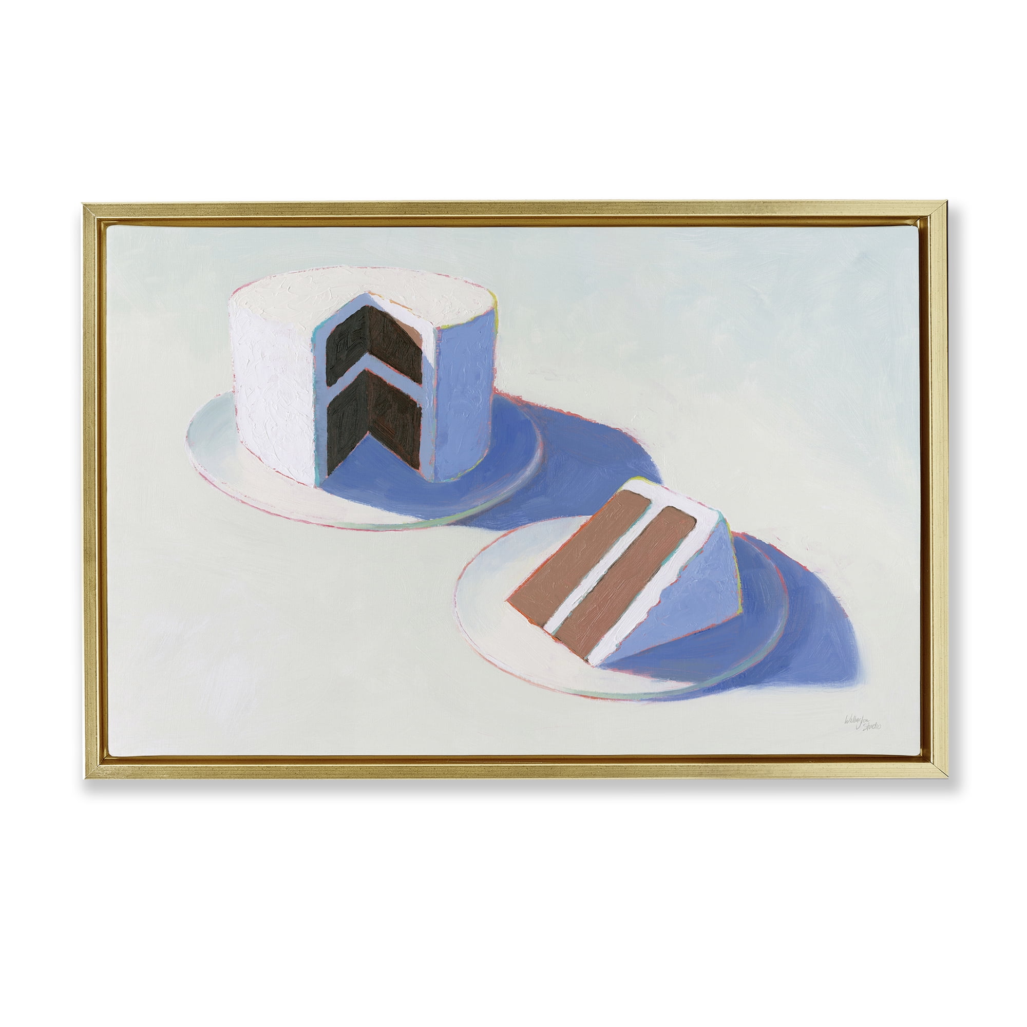 Stupell Industries Layer Cake Dessert Food & Beverage Painting Gold Floater Framed Canvas Art Print Wall Art, 31 x 21
