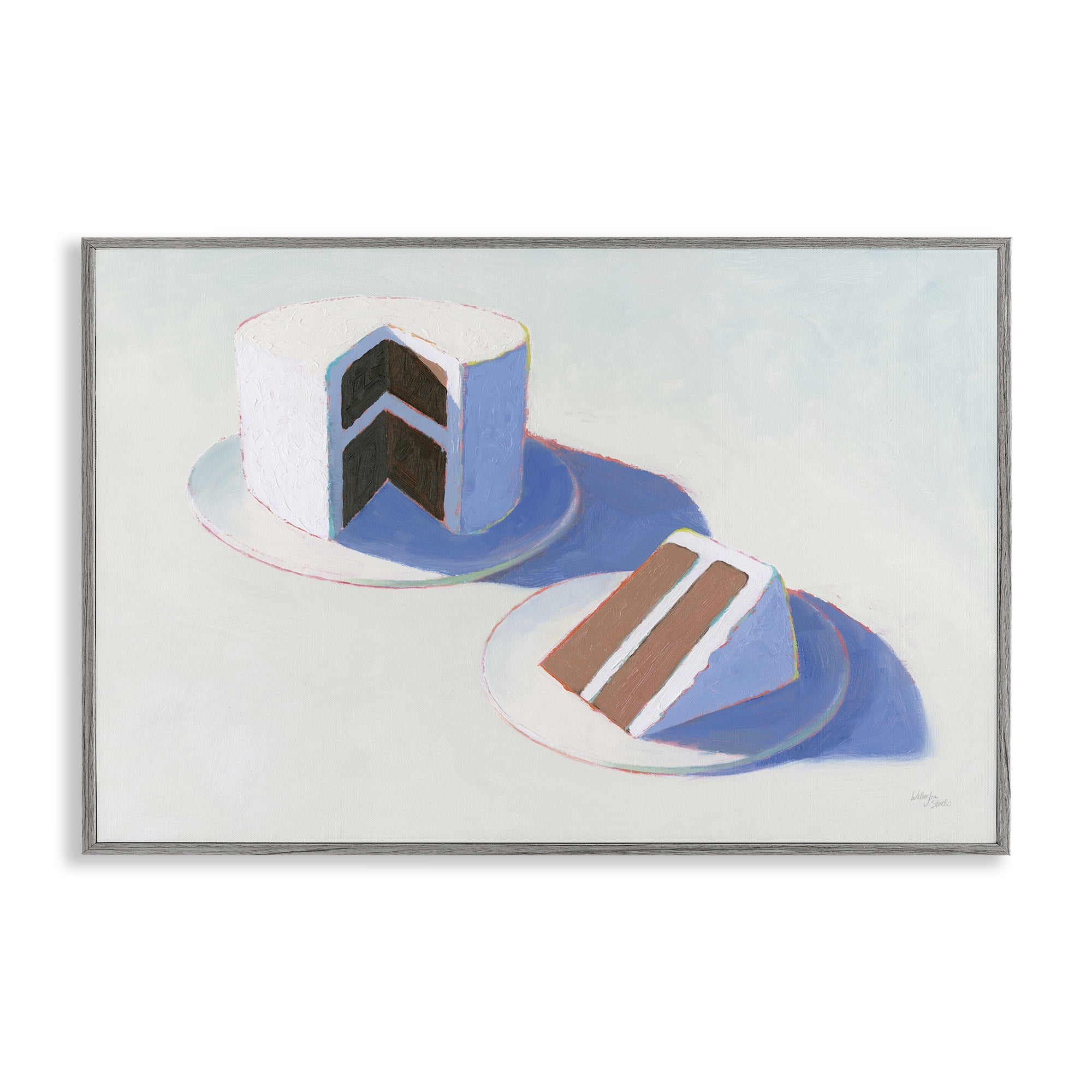 Stupell Industries Layer Cake Dessert Food & Beverage Painting Gray Framed Art Print Wall Art, 24 x 16