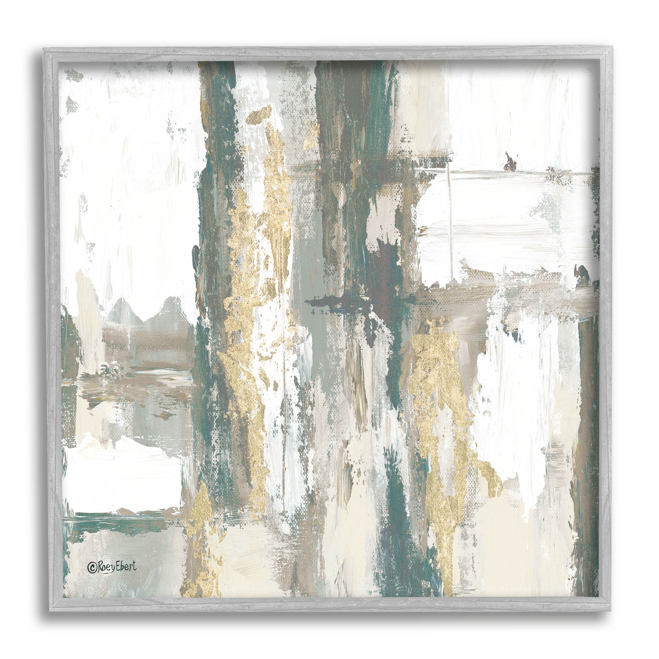 Stupell Industries Layered Abstract Collage Painting Gray Framed Art Print Wall Art, Design by Roey Ebert