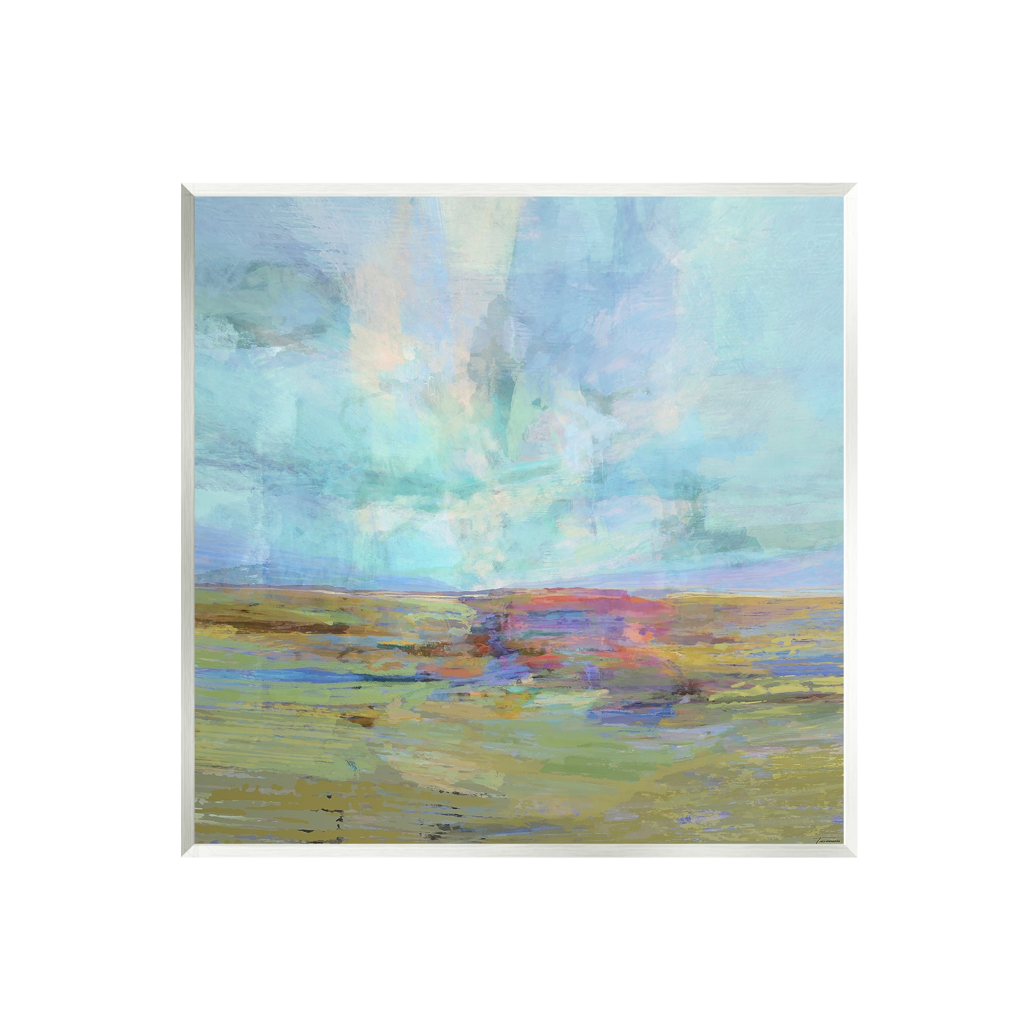 Stupell Industries Layered Abstract Grassland Scene Luminous Blue Sky Painting Unframed Art Print Wall Art, Design by Michael Tienhaara