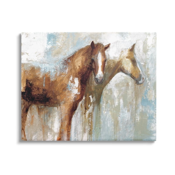 Stupell Industries Layered Abstract Horses Foals Farm Animal Painting Canvas Wall Art, 48 x 36, Design by White Ladder