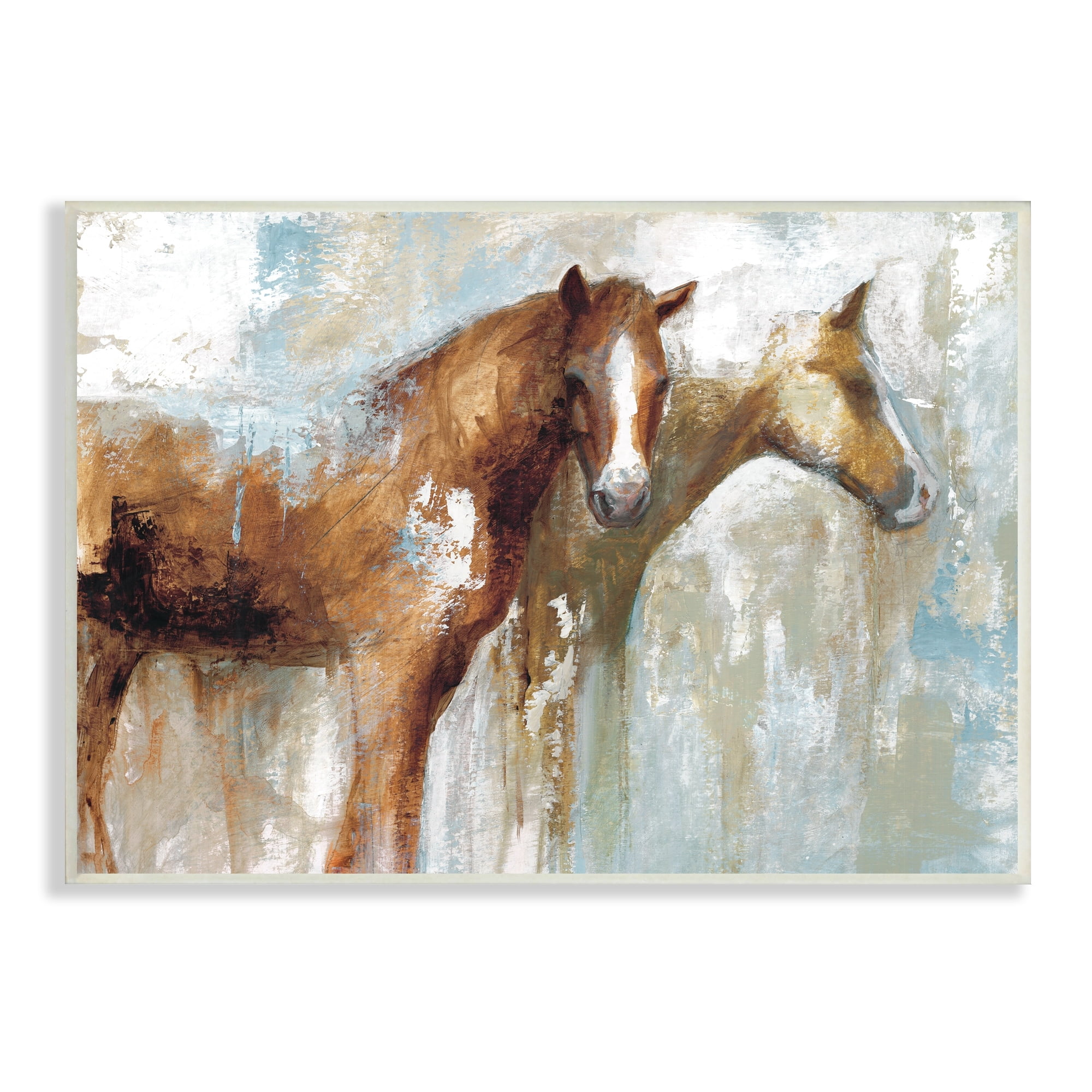 Stupell Industries Layered Abstract Horses Foals Farm Animal Painting Wood Wall Art, 19 x 13, Design by White Ladder