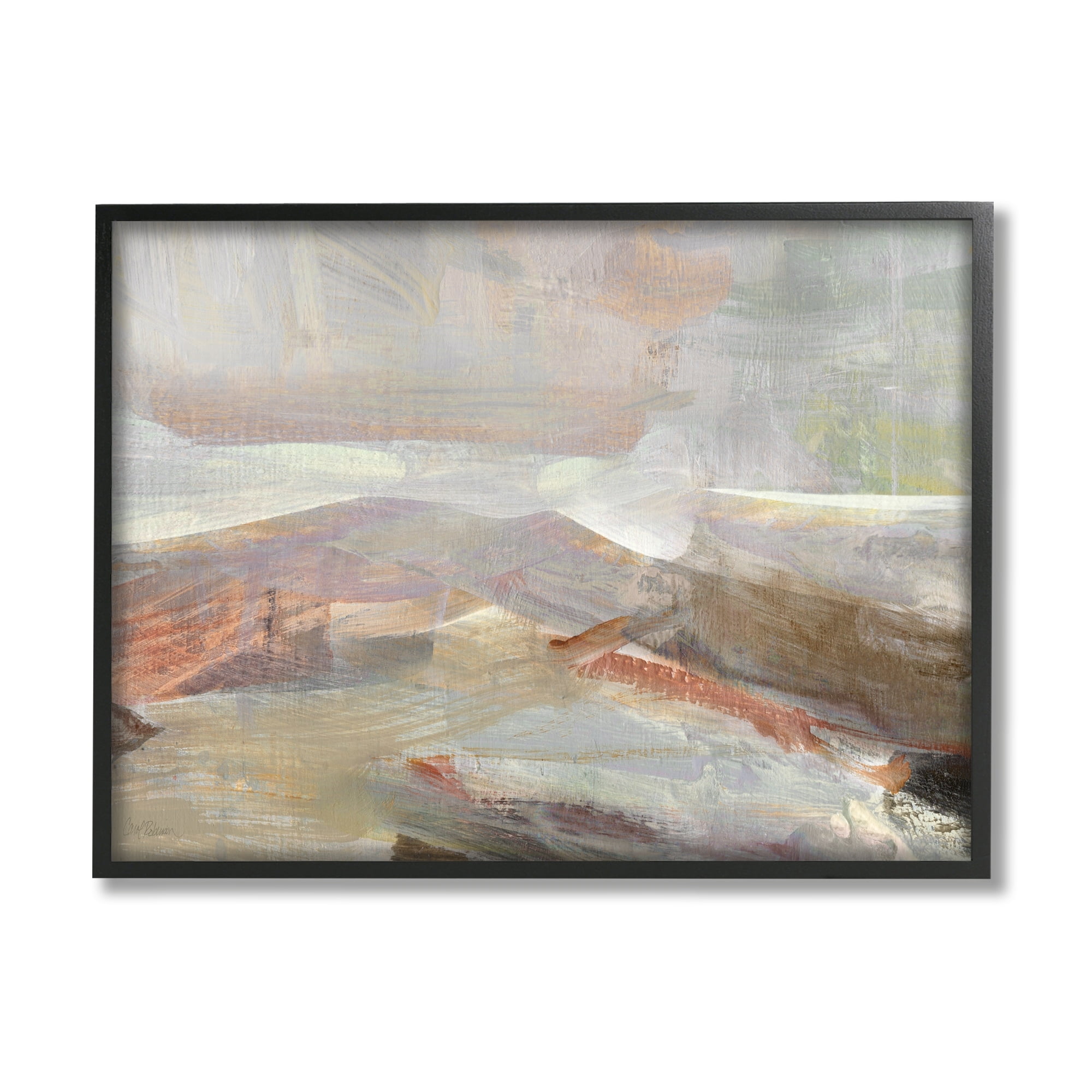 Stupell Industries Layered Abstract Thick Brushstrokes Neutral Browns Painting Painting Black Framed Art Print Wall Art, Design by Carol Robinson