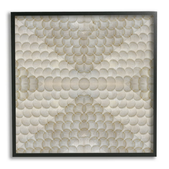 Stupell Industries Layered Beige Geometric Circles Abstract Painting Black Framed Art Print Wall Art, 12 x 12