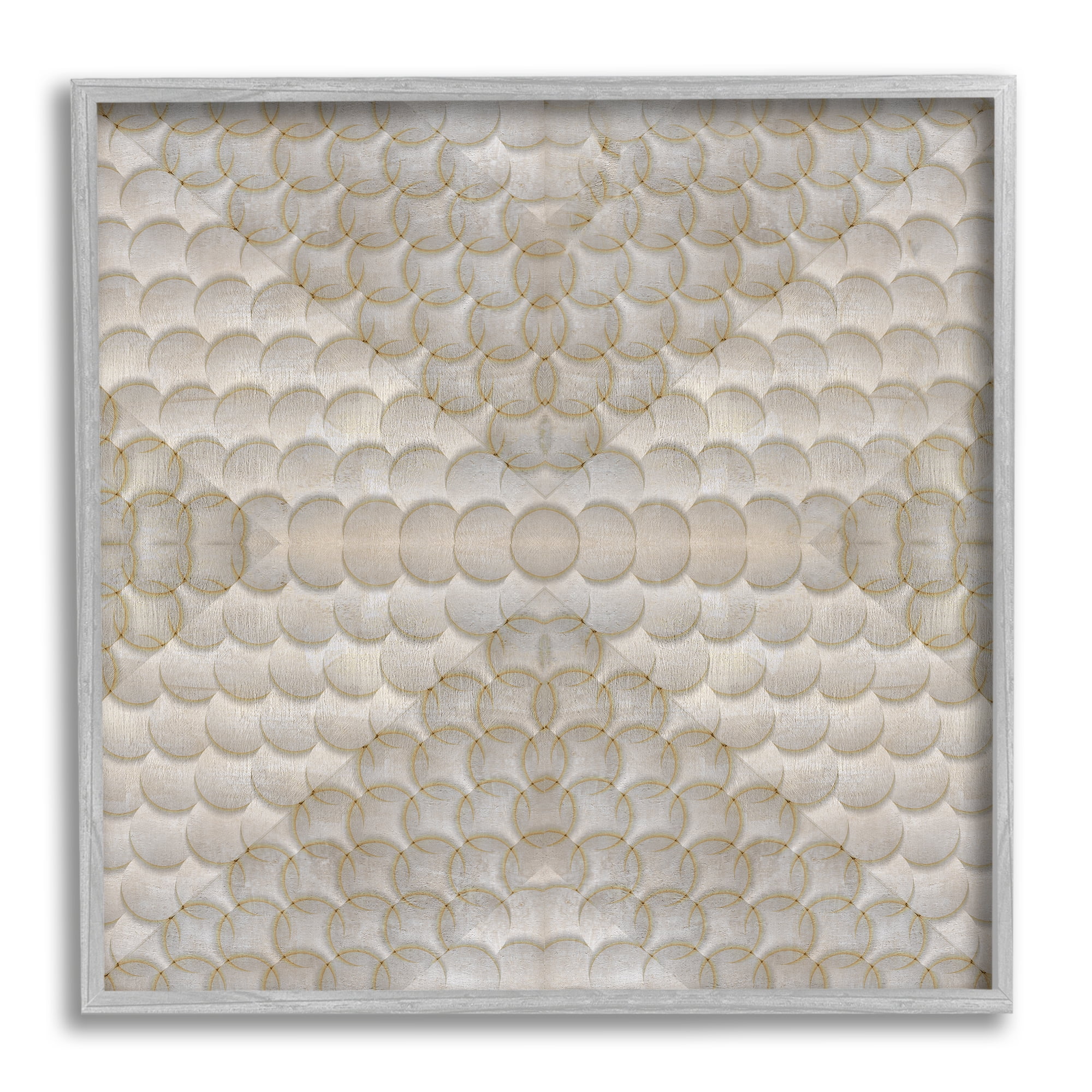 Stupell Industries Layered Beige Geometric Circles Abstract Painting Gray Framed Art Print Wall Art, 17 x 17