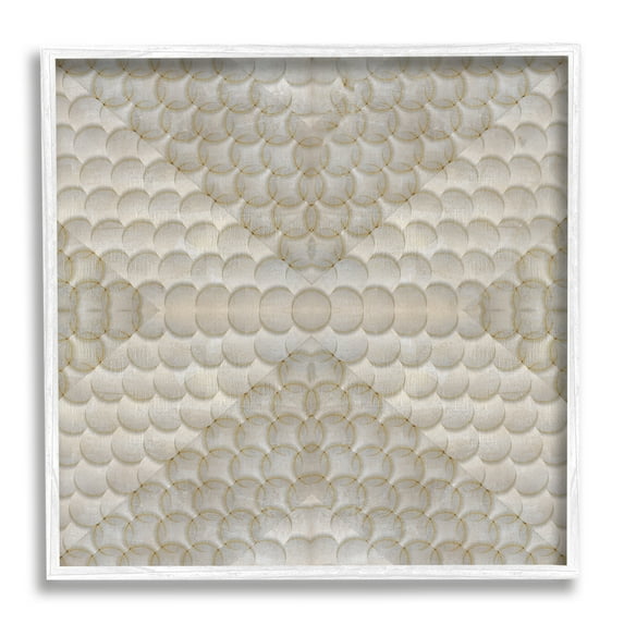 Stupell Industries Layered Beige Geometric Circles Abstract Painting White Framed Art Print Wall Art, 17 x 17