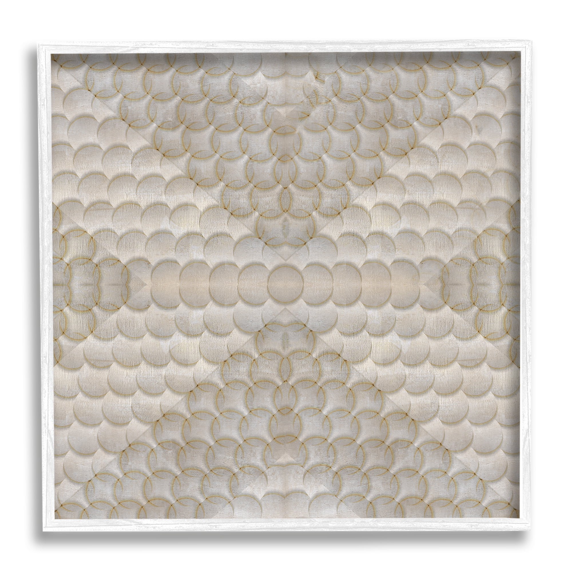 Stupell Industries Layered Beige Geometric Circles Abstract Painting White Framed Art Print Wall Art, 24 x 24