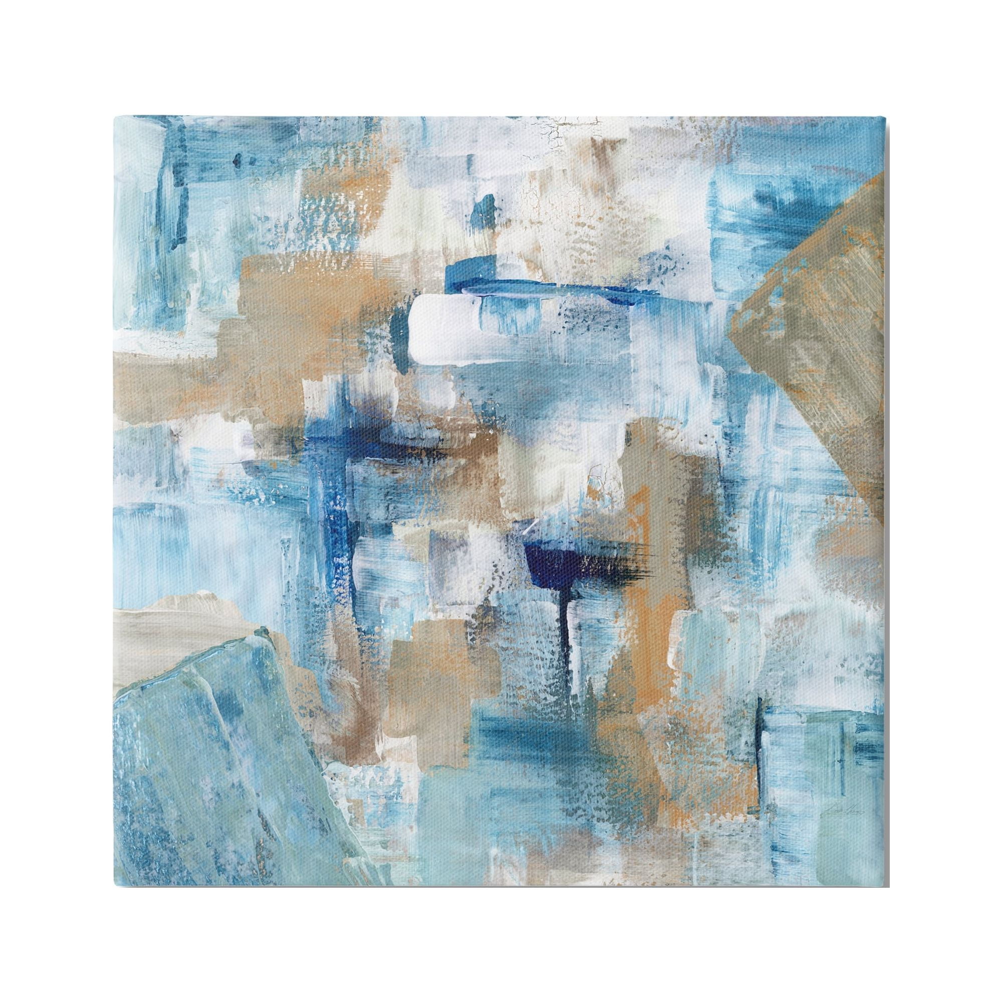 Stupell Industries Layered Blue Brown Shapes Blocked Abstract Pattern Painting Gallery Wrapped Canvas Print Wall Art, Design by Stella Chang