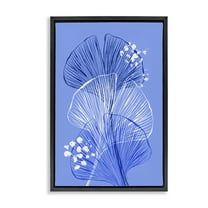 Stupell Industries Layered Blue Gingkoes Floral Painting Black Floater Framed Canvas Art Print Wall Art, 17 x 25