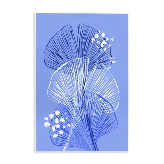 Stupell Industries Layered Blue Gingkoes Floral Painting Unframed Art Print Wall Art, 10 x 15