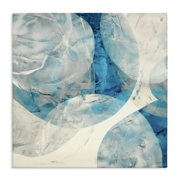 Stupell Industries Layered Blue Spheres Abstract Painting Gallery Wrapped Canvas Art Print Wall Art, 17 x 17