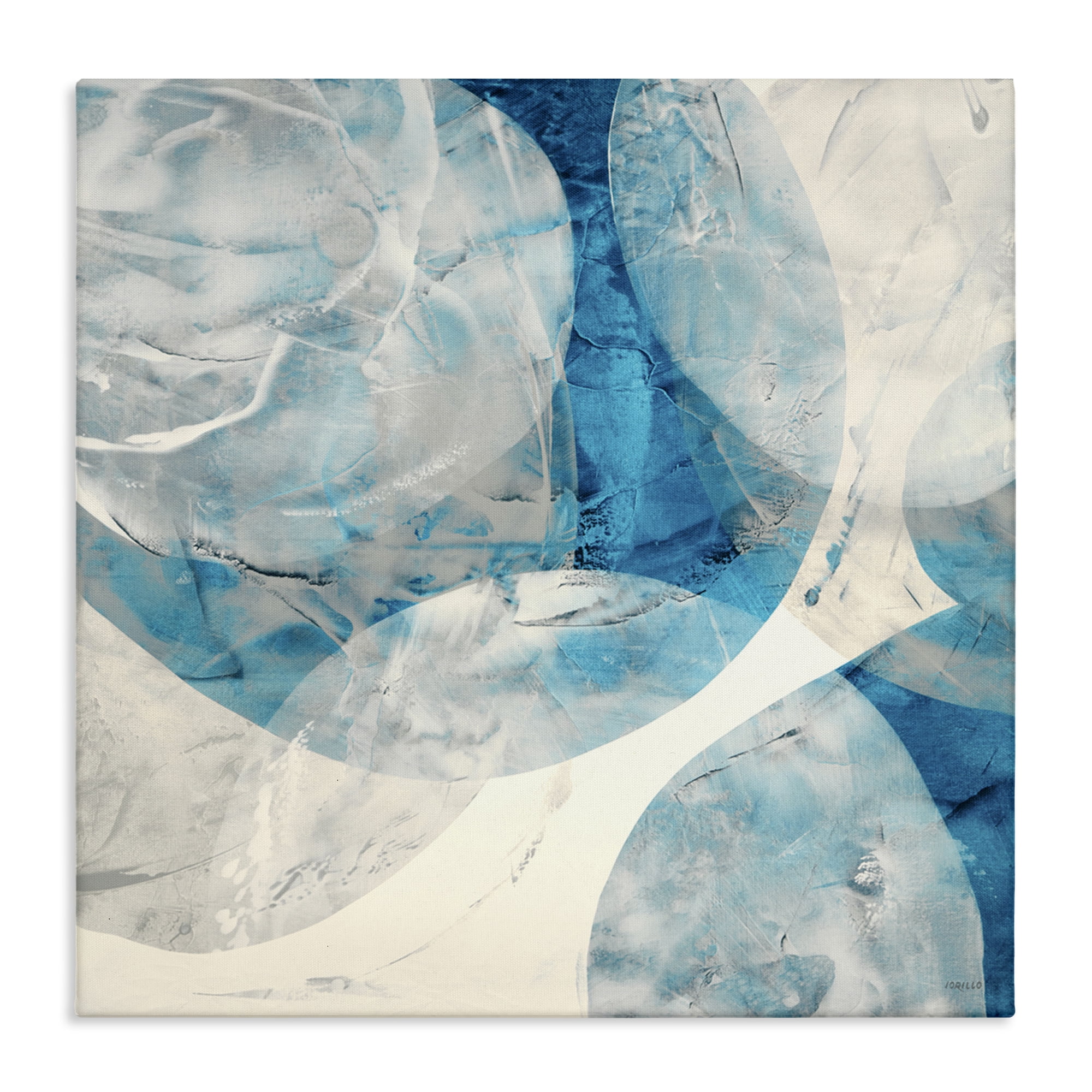 Stupell Industries Layered Blue Spheres Abstract Painting Gallery Wrapped Canvas Art Print Wall Art, 36 x 36