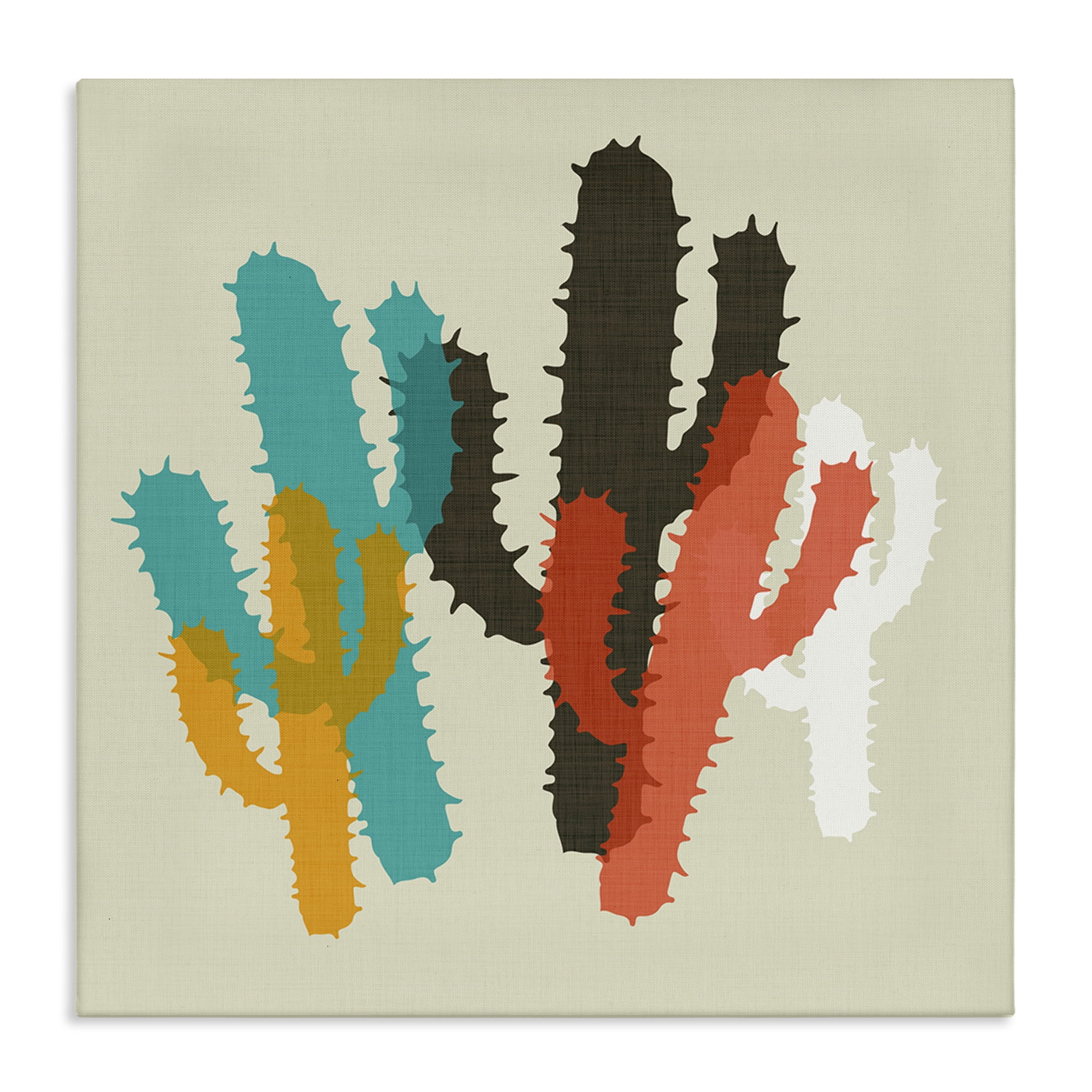 Stupell Industries Layered Bold Cacti Botanical & Floral Painting Gallery Wrapped Canvas Art Print Wall Art, 24 x 24