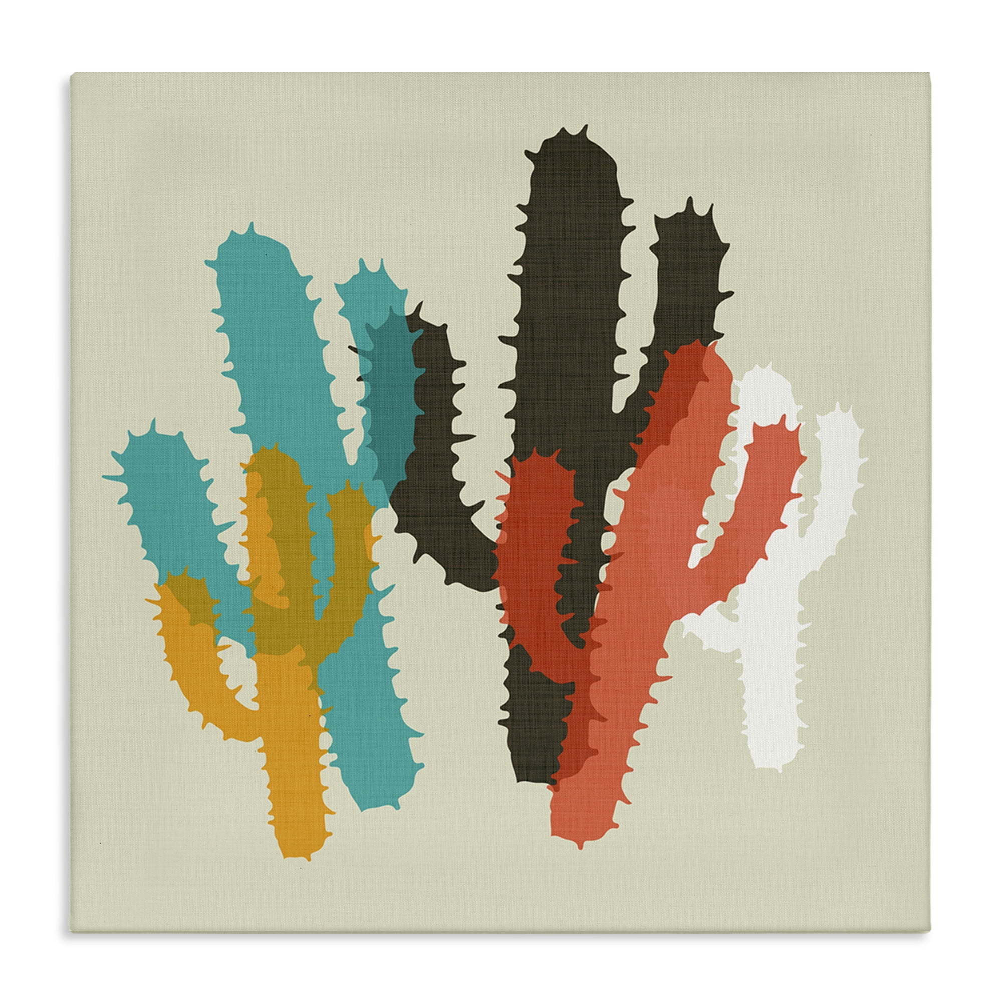 Stupell Industries Layered Bold Cacti Botanical & Floral Painting Gallery Wrapped Canvas Art Print Wall Art, 36 x 36