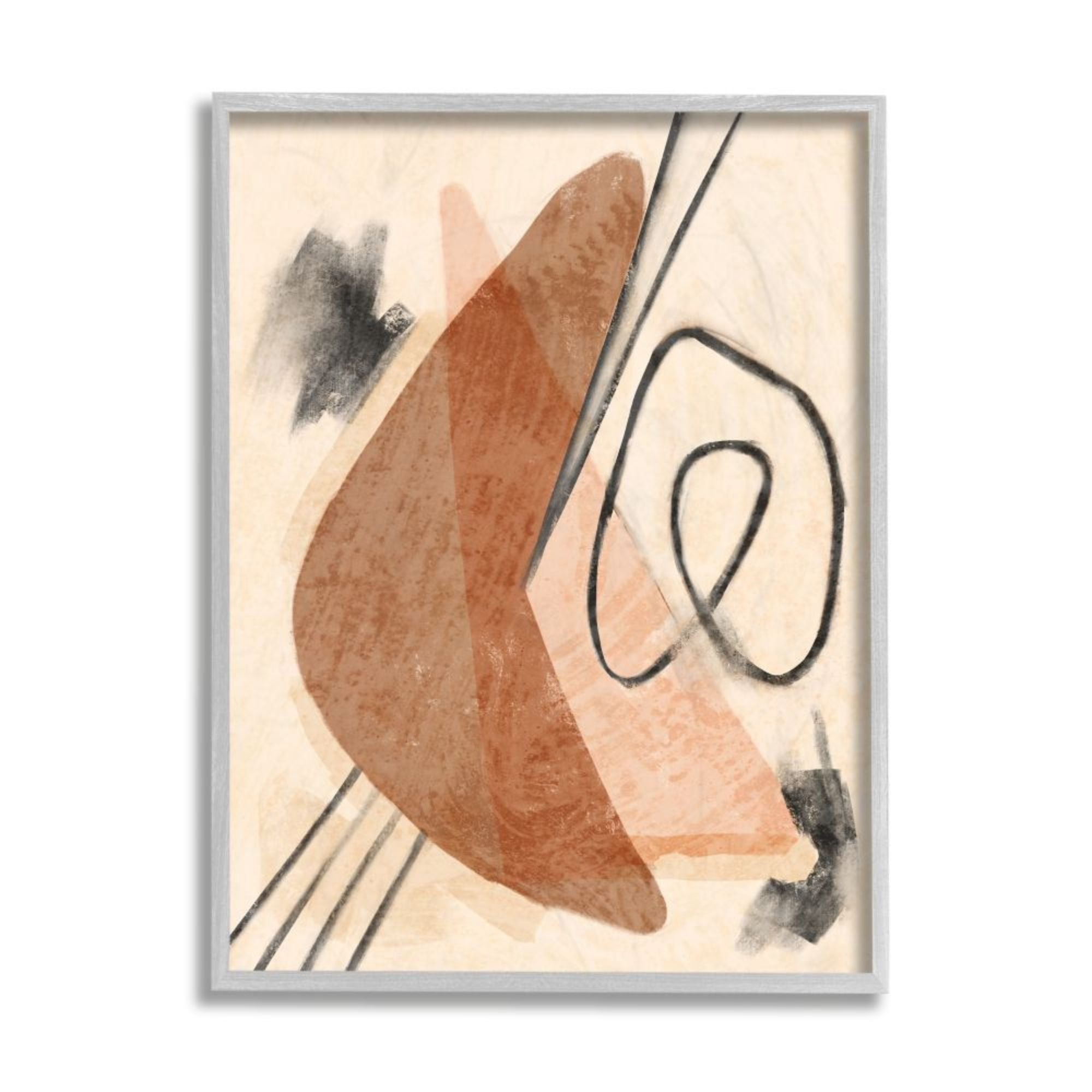 Stupell Industries Layered Boomerang Shape Abstract Linework Brown Black Design by Daphne Polselli
