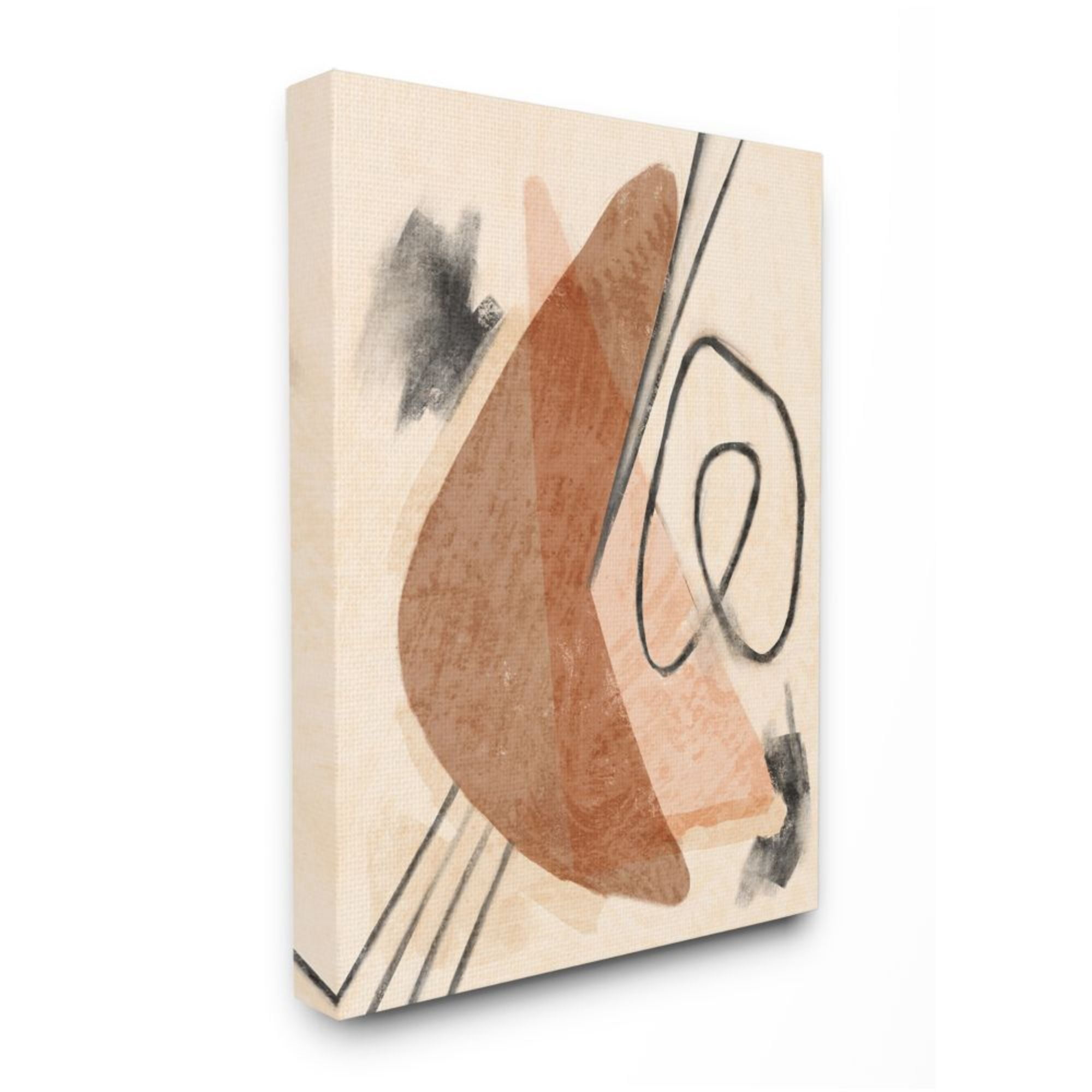 Stupell Industries Layered Boomerang Shape Abstract Linework Brown Black Design by Daphne Polselli, 16" x 20"