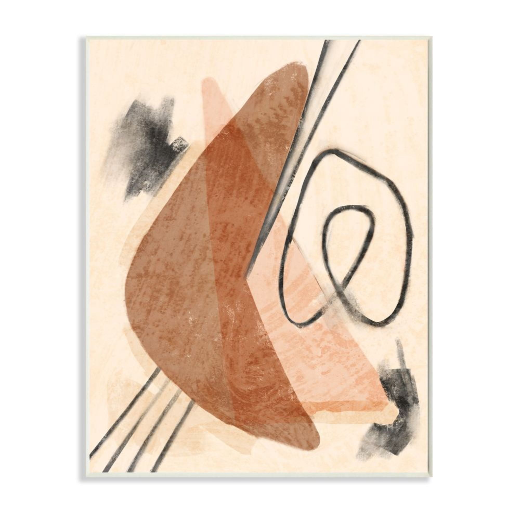 Stupell Industries Layered Boomerang Shape Abstract Linework Brown Black Design by Daphne Polselli