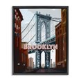 thumbnail image 1 of Stupell Industries Rustic Lodge Layered Brooklyn Bridge Architecture Urban Scenery Travel Black Floating Frame Canvas Art, 17 x 21, by David Owens Illustration, 1 of 7