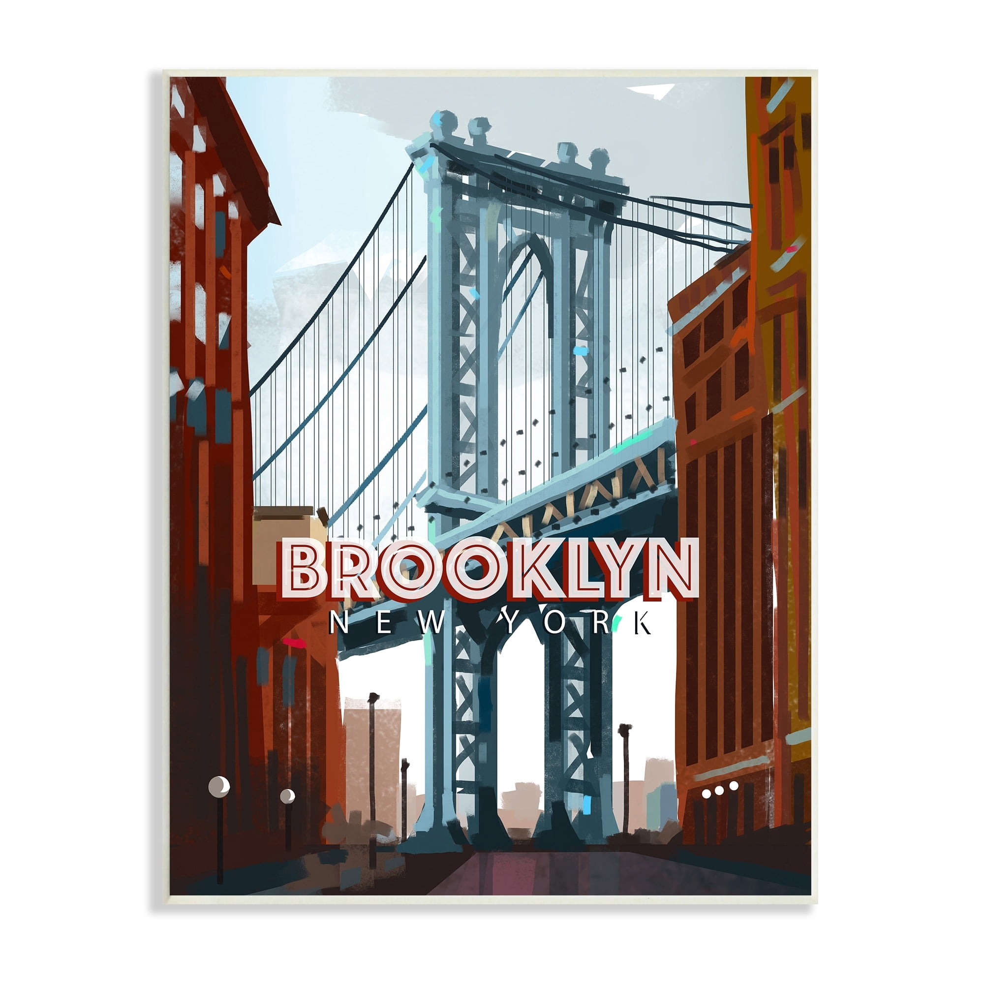 Stupell Industries Layered Brooklyn Bridge Architecture Urban Scenery Travel Graphic Art Unframed Art Print Wall Art, Design by David Owens Illustration