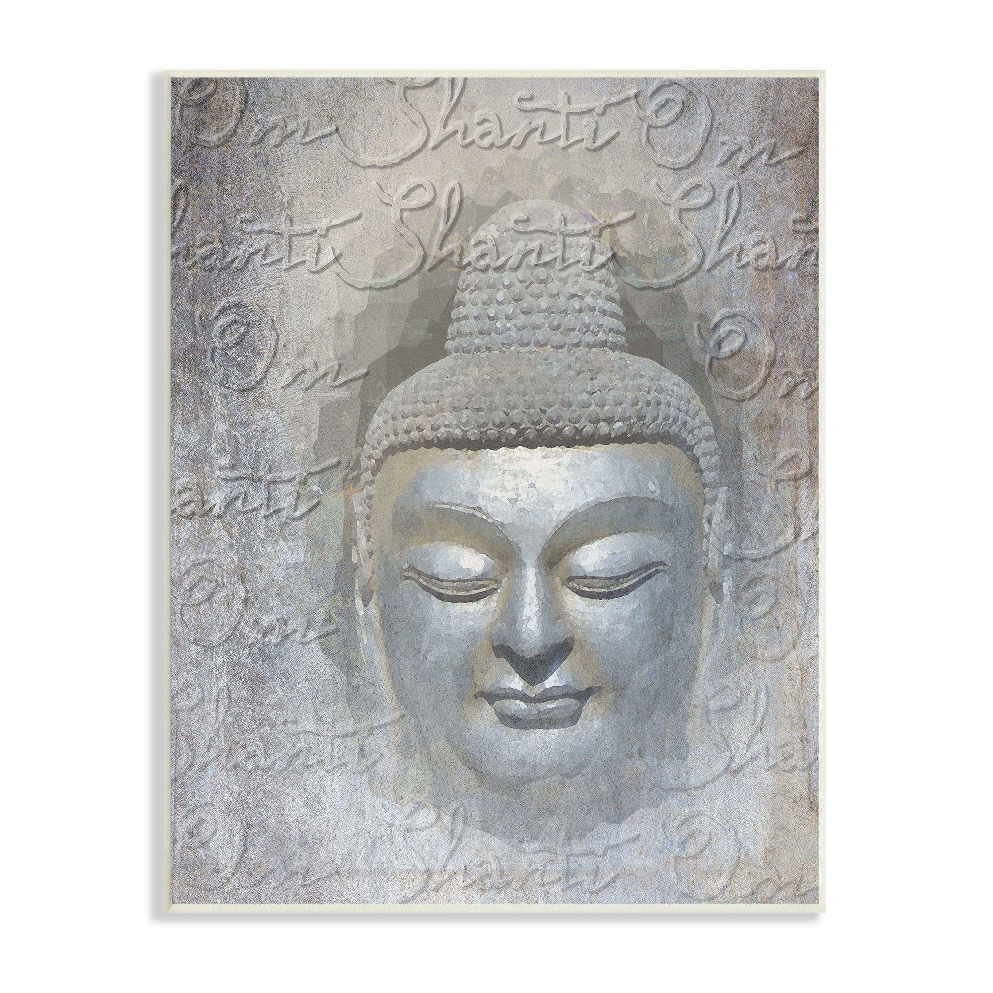 Stupell Industries Layered Buddha Spiritual Words Script Om Shanti Mantra Graphic Art Unframed Art Print Wall Art, Design by Graffitee Studios