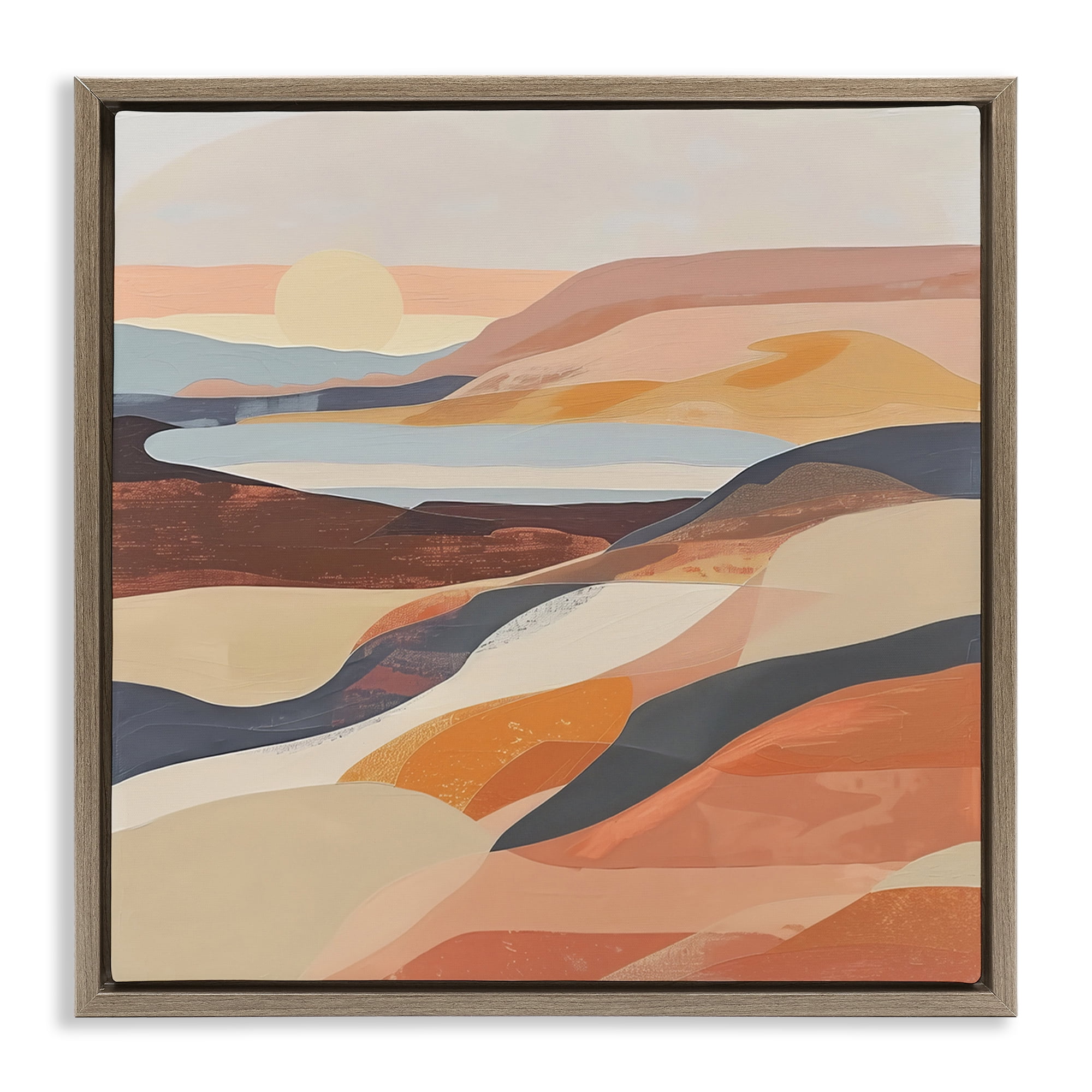 Stupell Industries Layered Canyon Hills Landscape & Nature Painting Brown Floater Framed Canvas Art Print Wall Art, 18 x 18