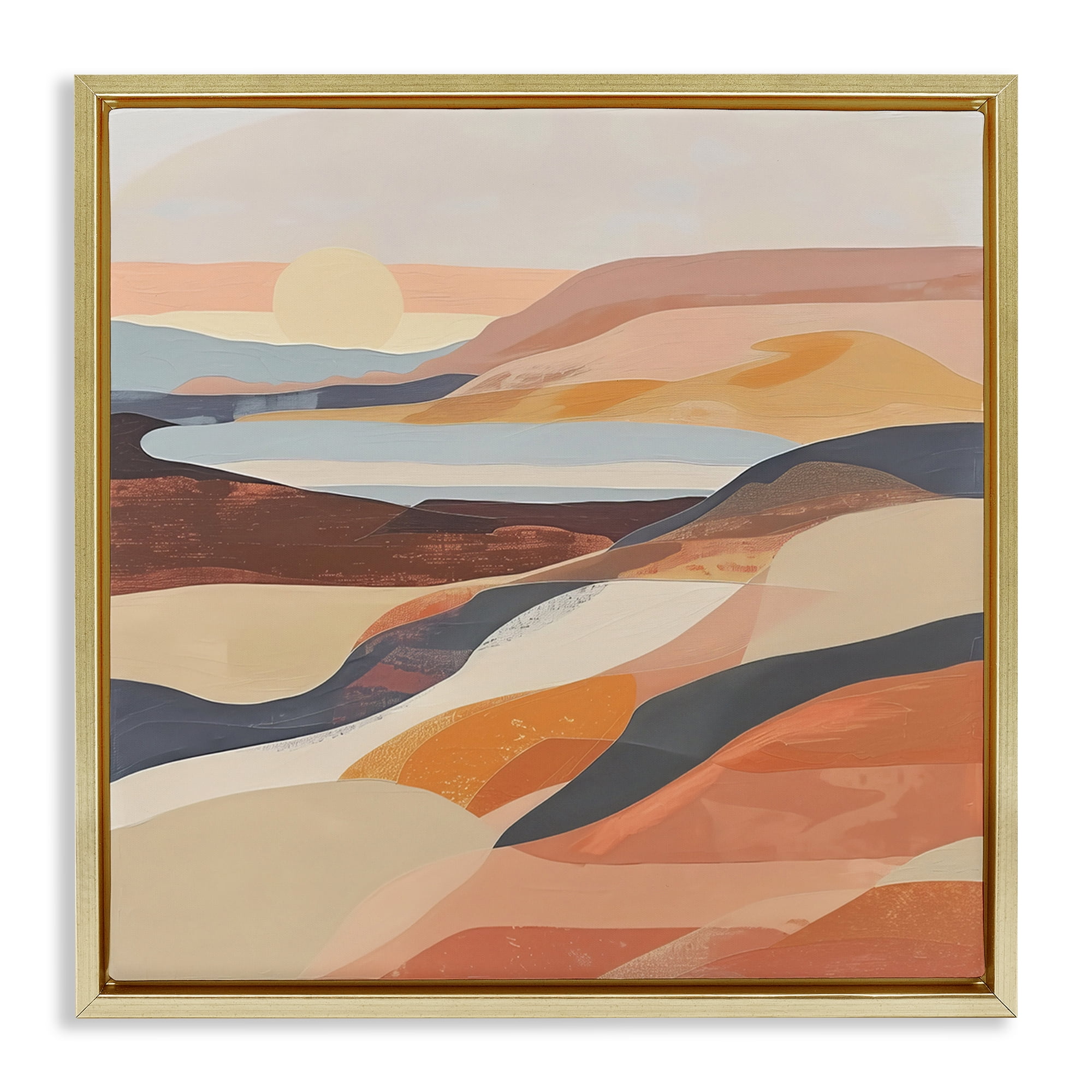 Stupell Industries Layered Canyon Hills Landscape & Nature Painting Gold Floater Framed Canvas Art Print Wall Art, 25 x 25