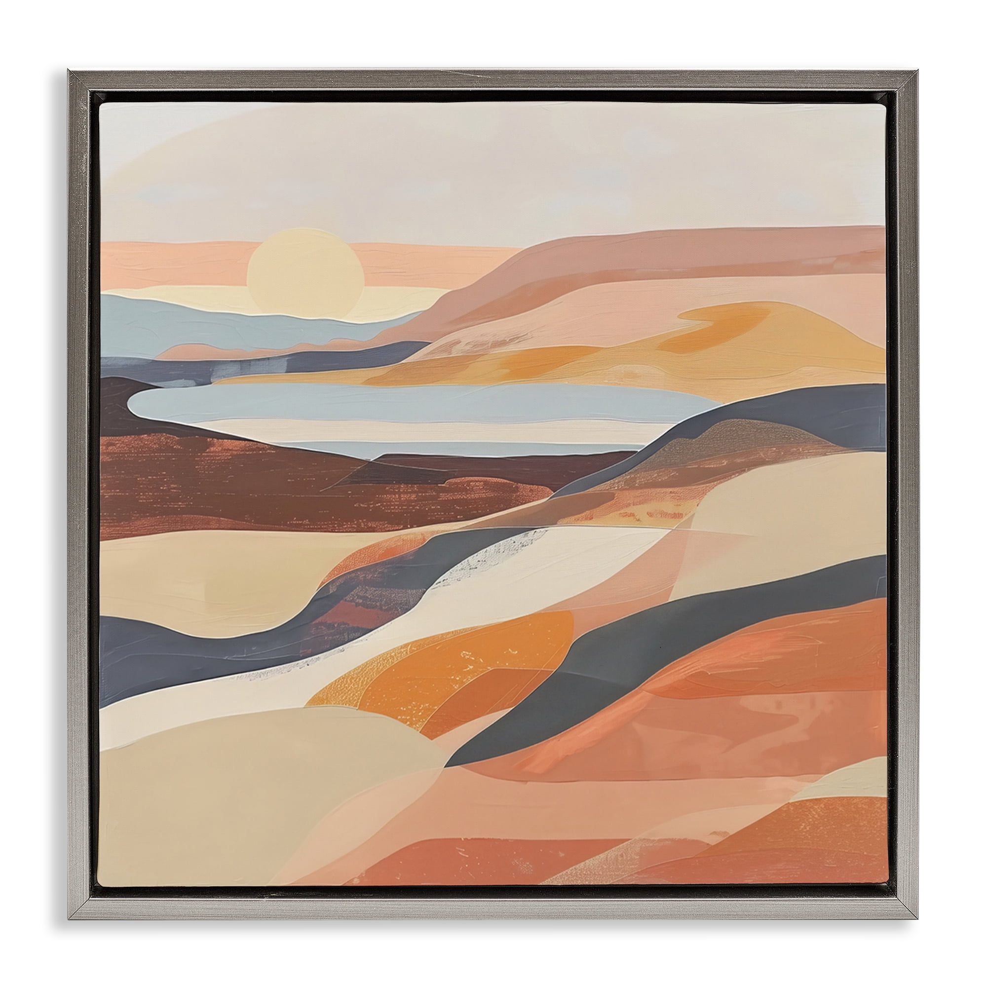 Stupell Industries Layered Canyon Hills Landscape & Nature Painting Gray Floater Framed Canvas Art Print Wall Art, 18 x 18